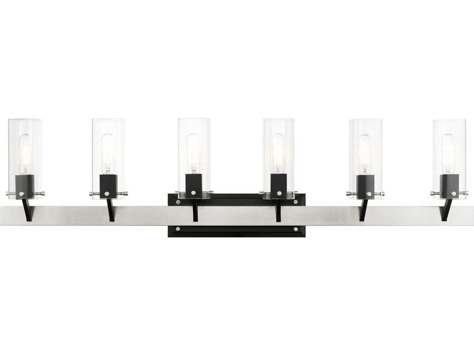 Livex Lighting Beckett 6-Light Brushed Nickel Clear Glass Vanity Light