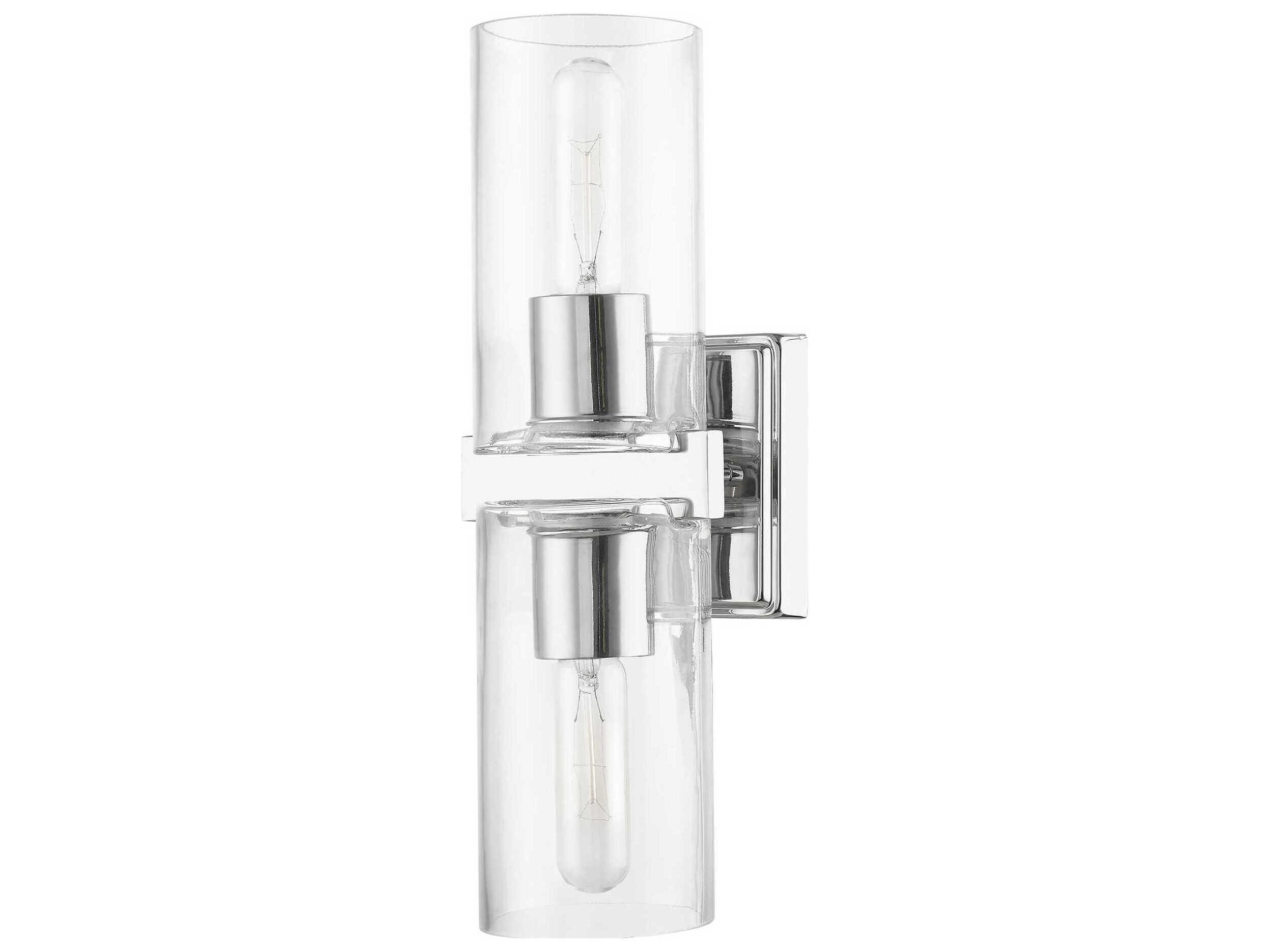 Livex Lighting Clarion 2-Light Polished Chrome Glass Vanity Light