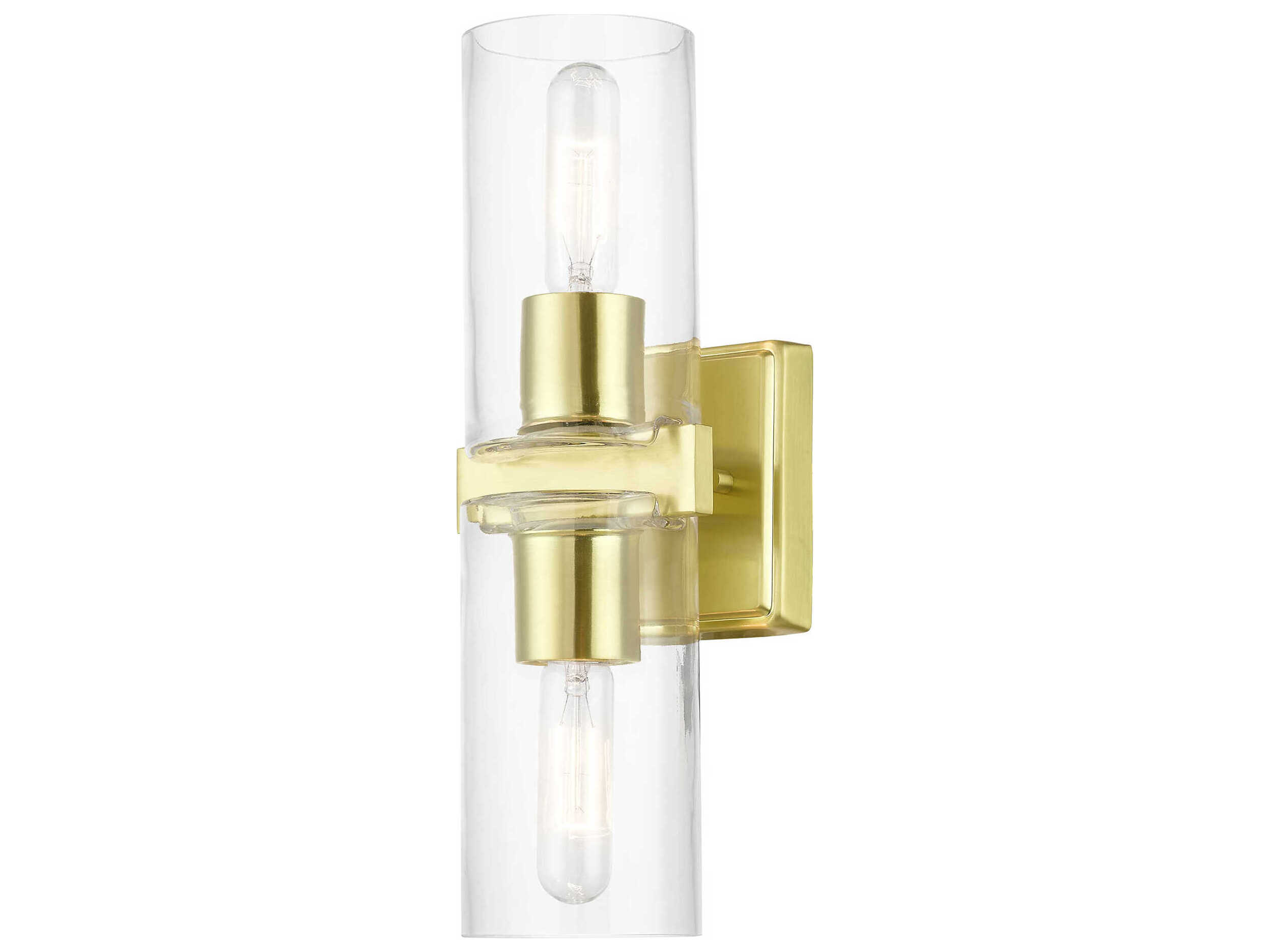 Livex Lighting Clarion 2-Light Satin Brass Glass Vanity Light