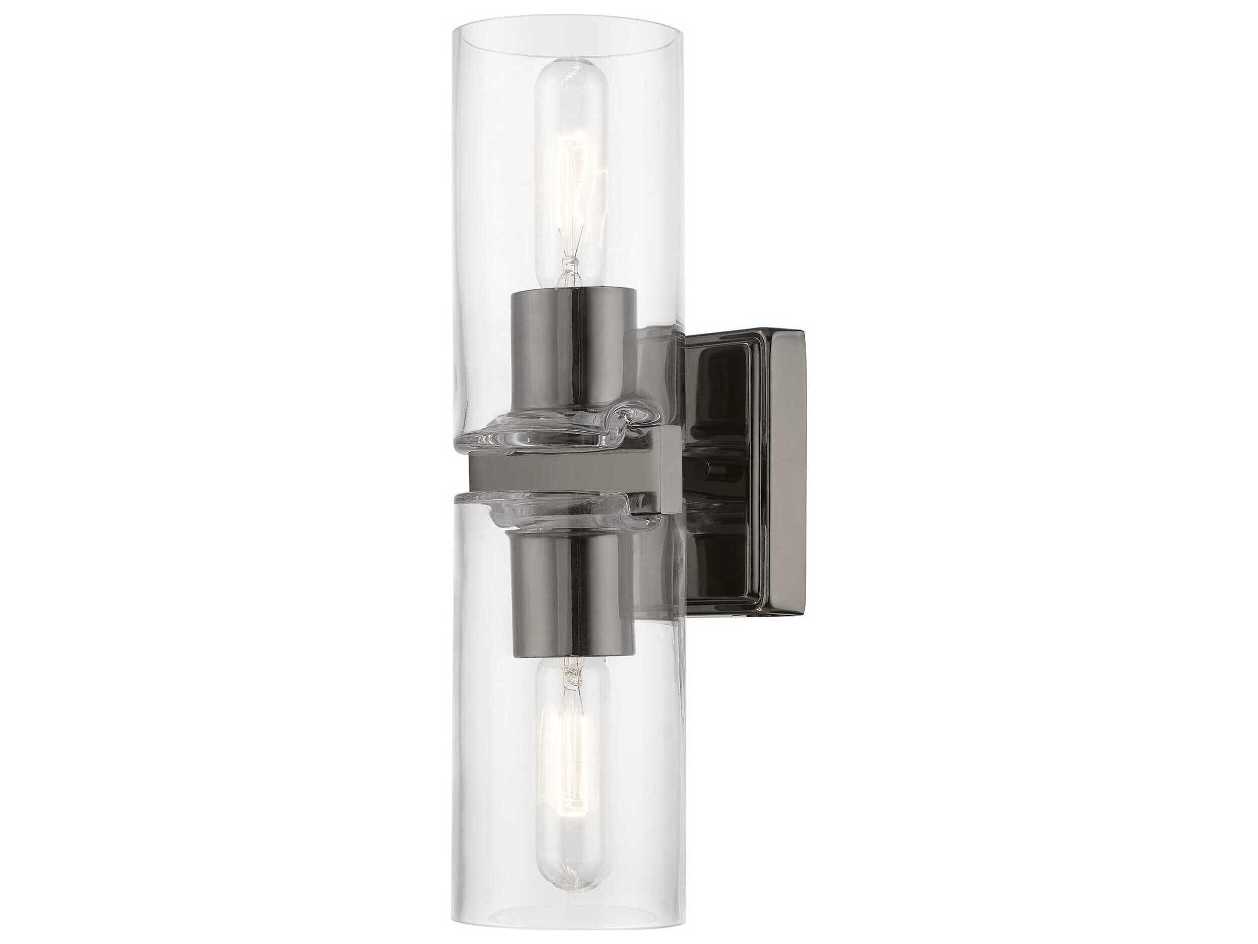 Livex Lighting Clarion 2-Light Black Chrome Glass Vanity Light