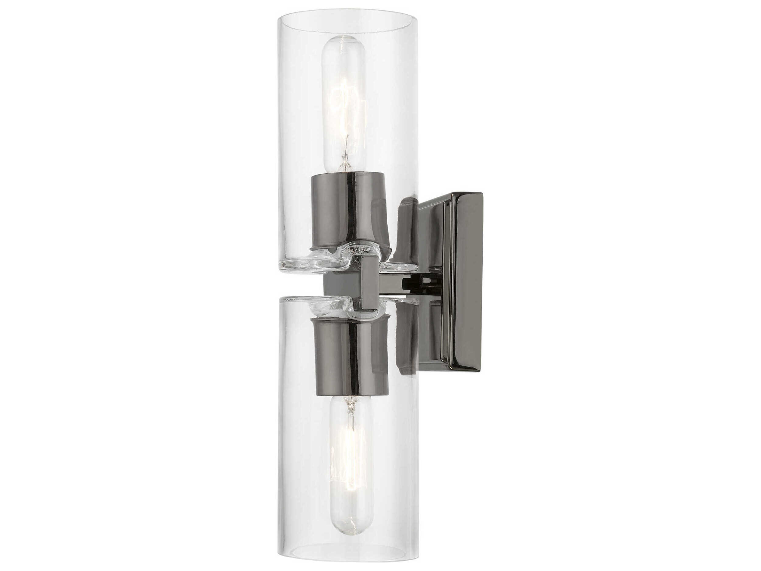 Livex Lighting Clarion 2-Light Black Chrome Glass Vanity Light