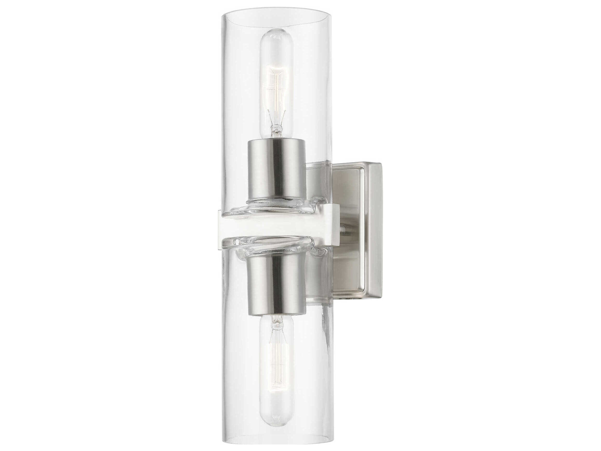 Livex Lighting Clarion 2-Light Brushed Nickel Glass Vanity Light