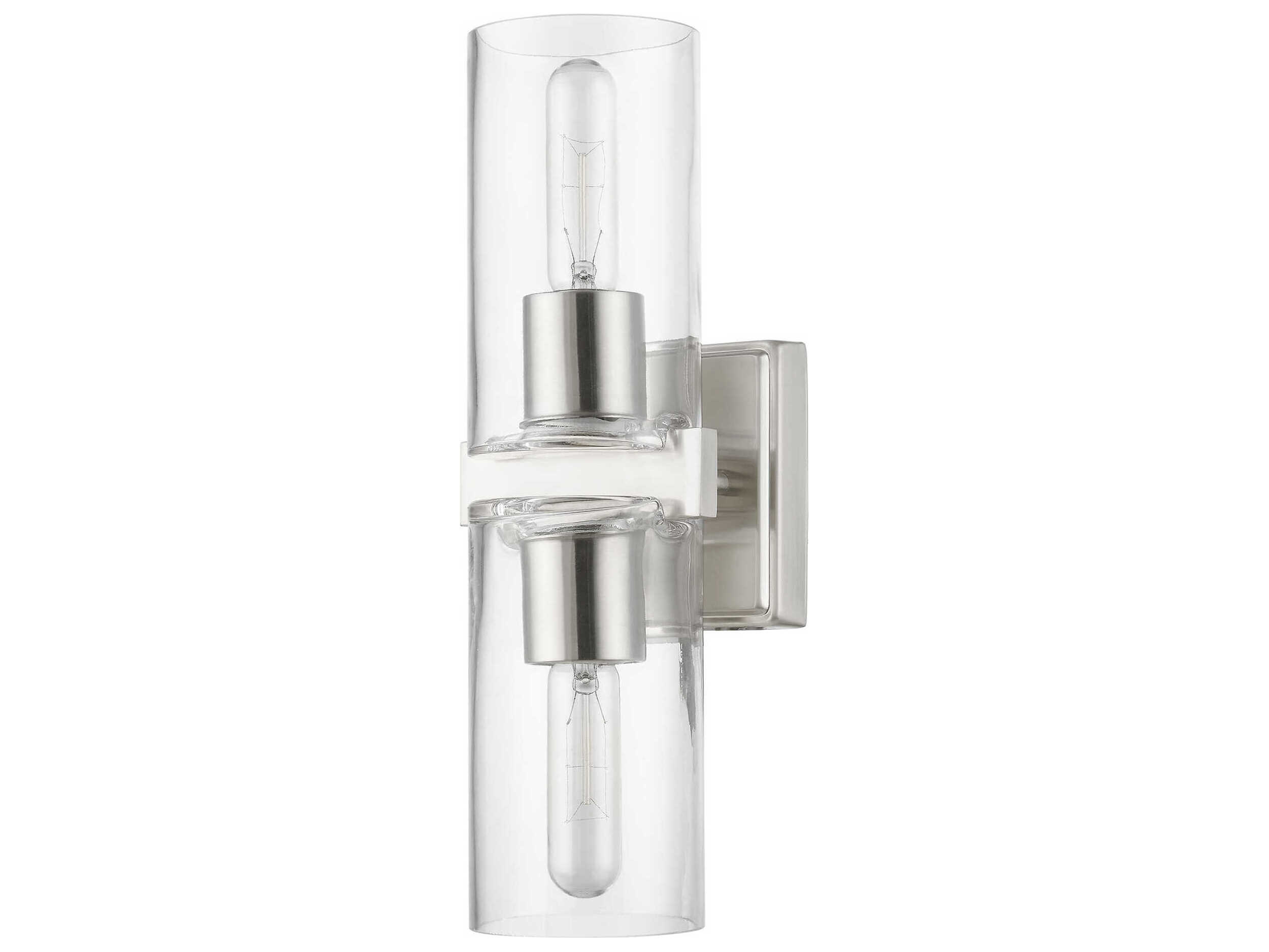 Livex Lighting Clarion 2-Light Brushed Nickel Glass Vanity Light