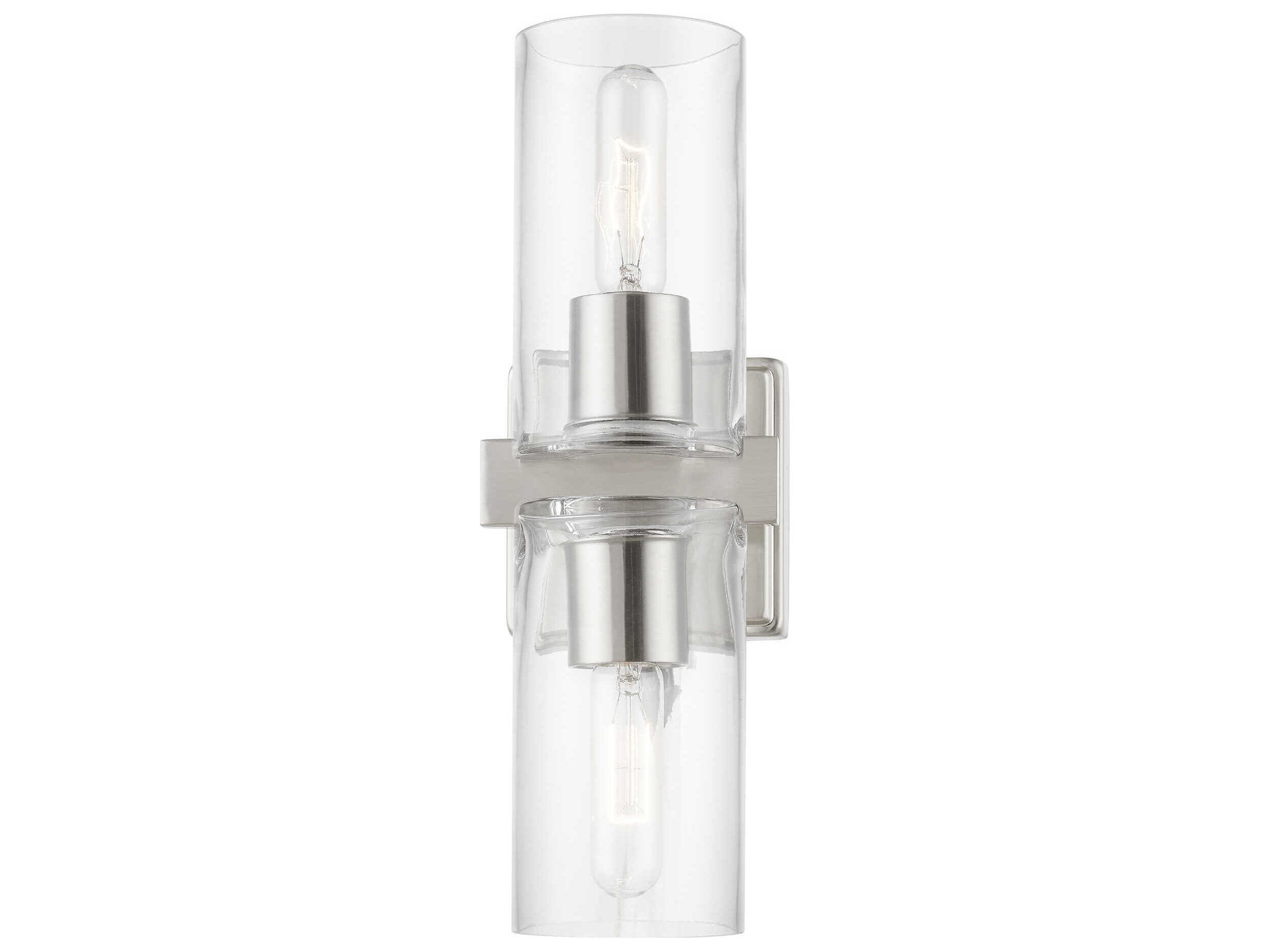 Livex Lighting Clarion 2-Light Brushed Nickel Glass Vanity Light