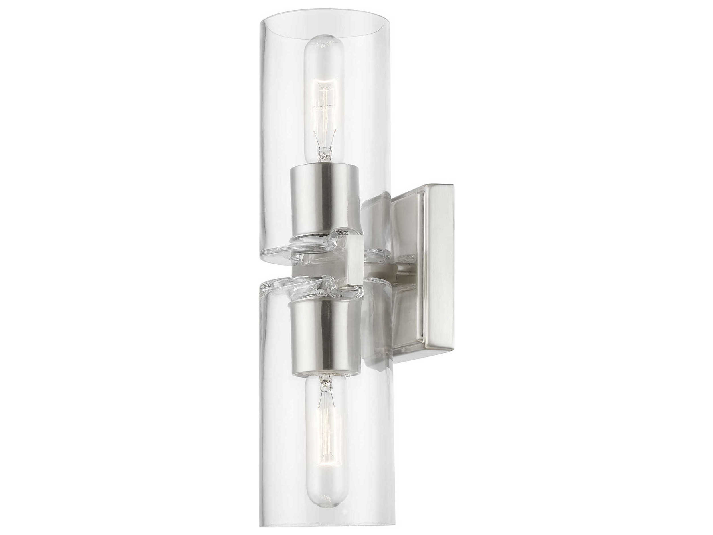 Livex Lighting Clarion 2-Light Brushed Nickel Glass Vanity Light