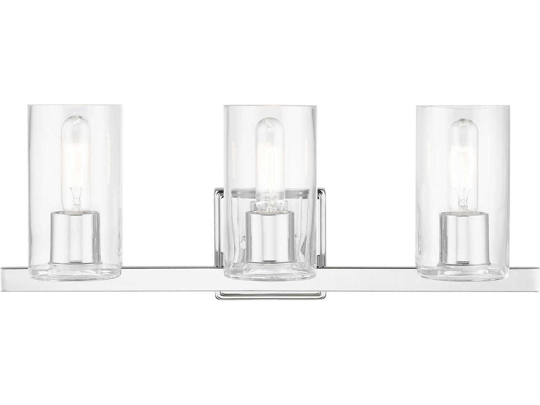 Livex Lighting Clarion 3-Light Polished Chrome Glass Vanity Light
