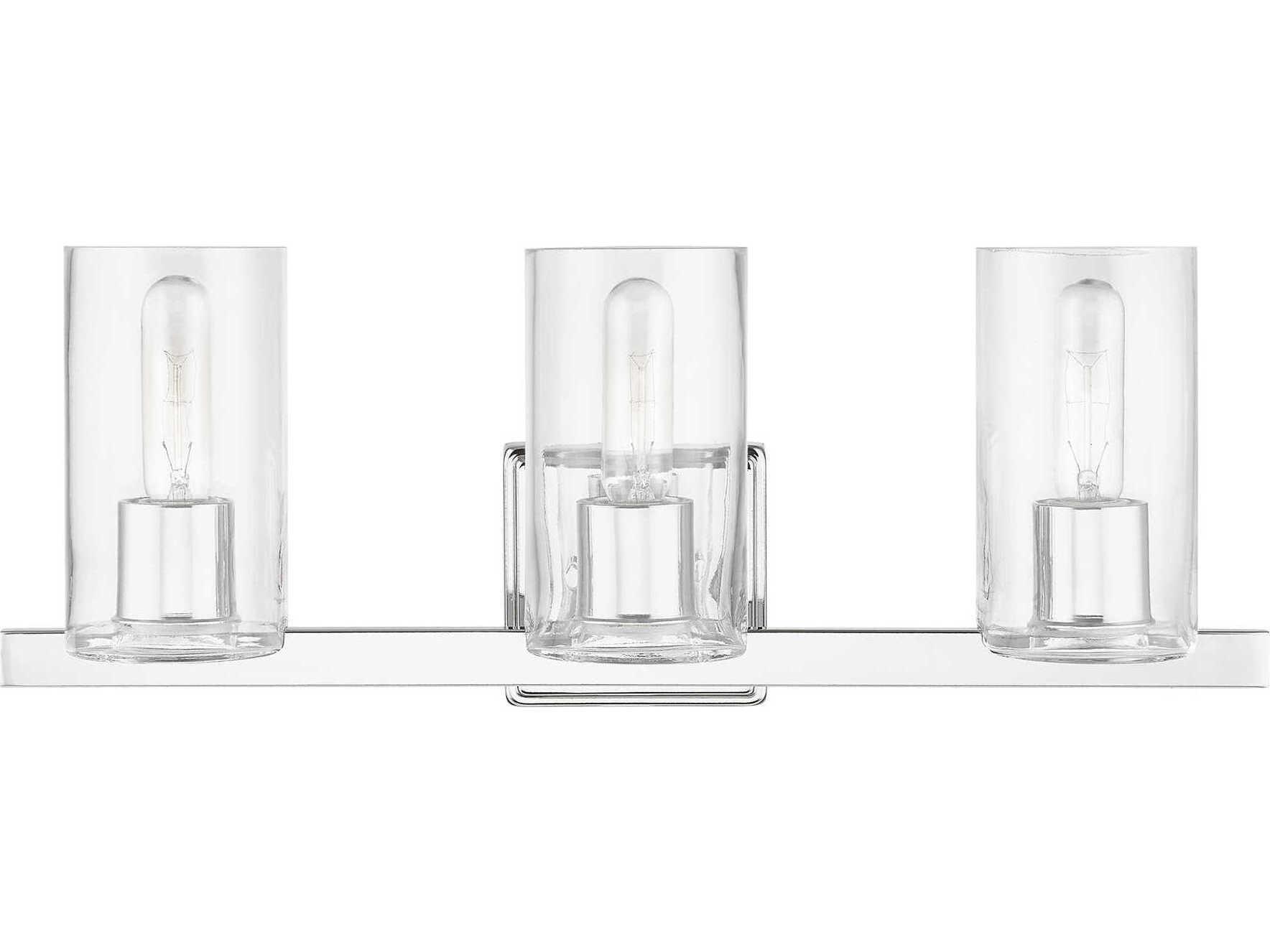 Livex Lighting Clarion 3-Light Polished Chrome Glass Vanity Light