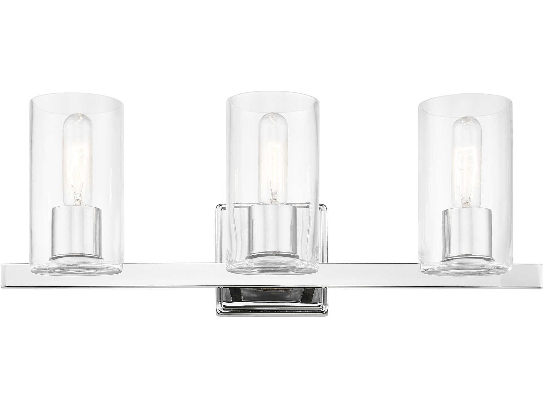 Livex Lighting Clarion 3-Light Polished Chrome Glass Vanity Light