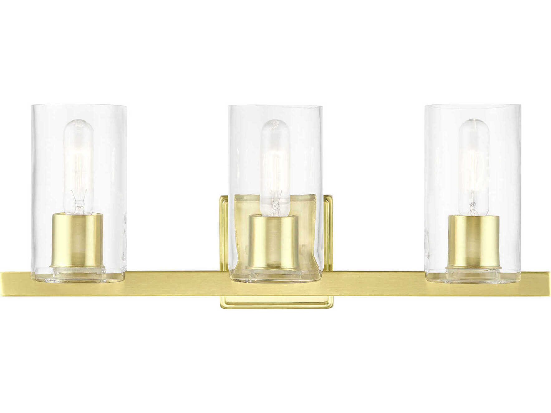 Livex Lighting Clarion 3-Light Satin Brass Glass Vanity Light