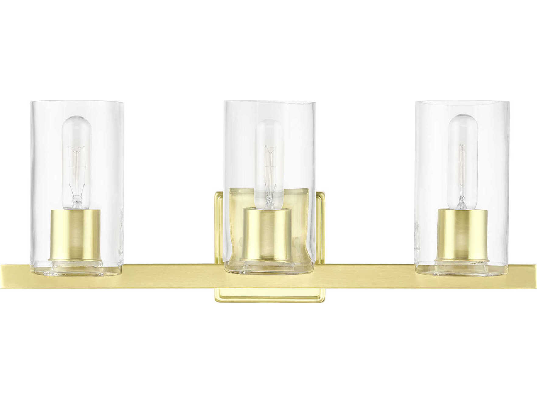 Livex Lighting Clarion 3-Light Satin Brass Glass Vanity Light