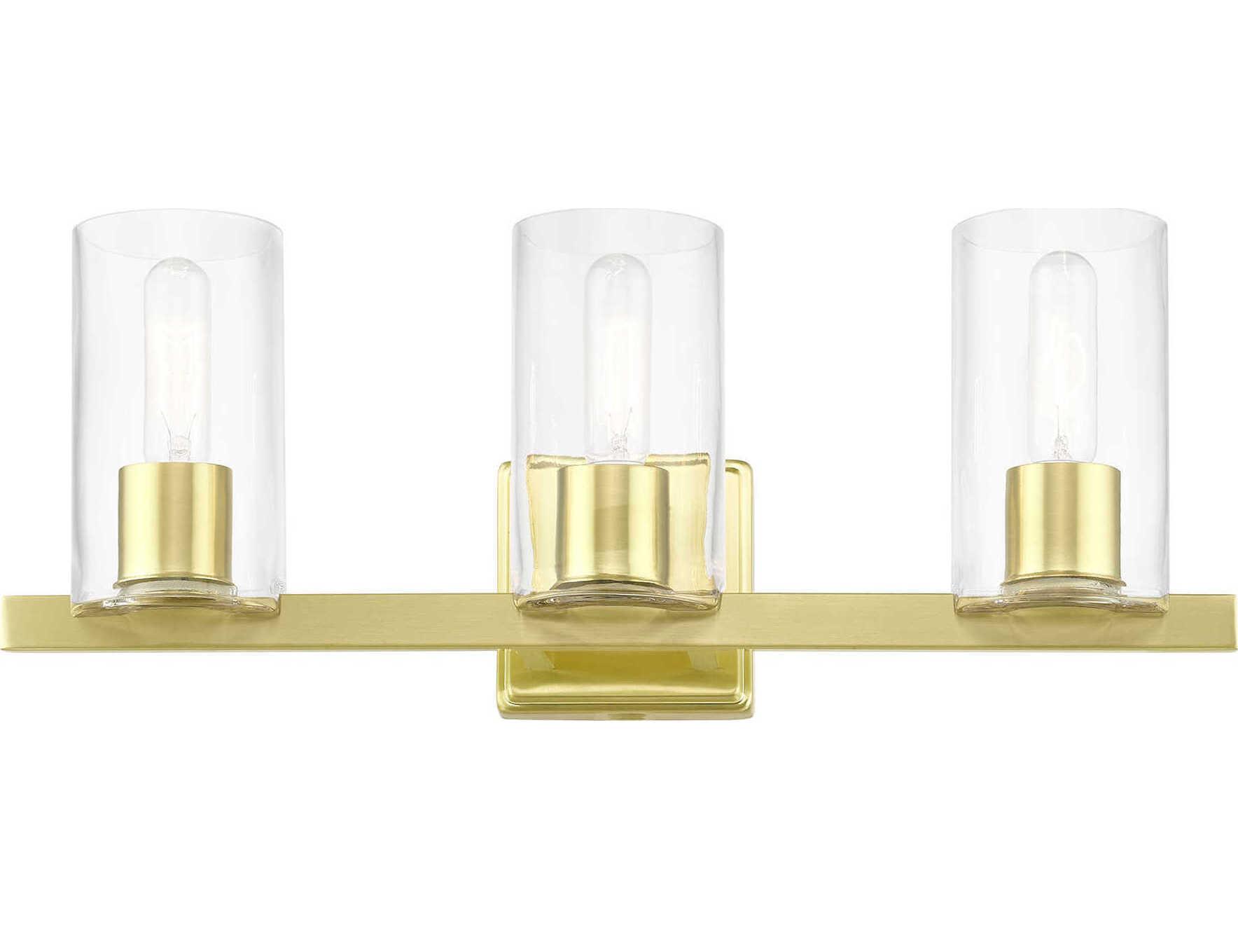 Livex Lighting Clarion 3-Light Satin Brass Glass Vanity Light