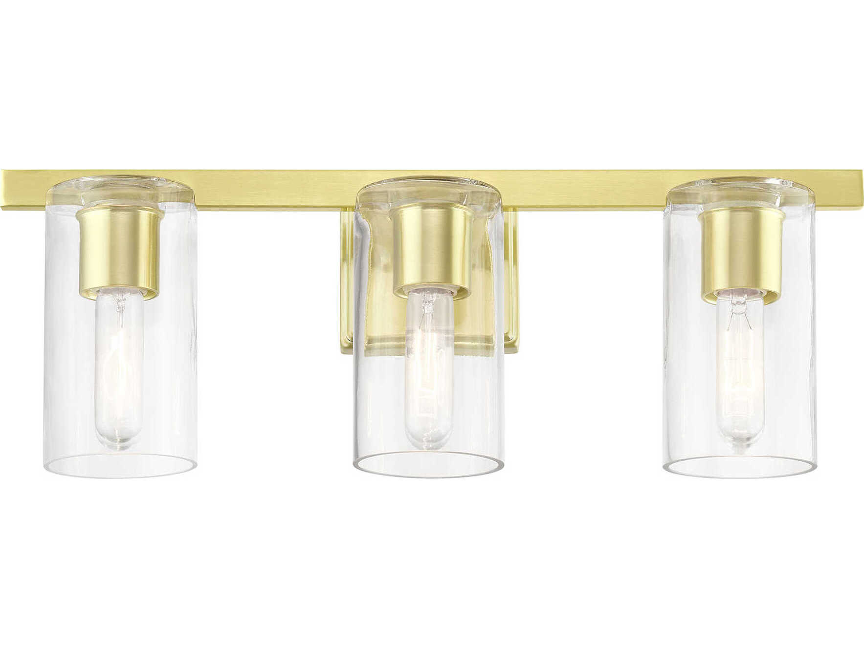 Livex Lighting Clarion 3-Light Satin Brass Glass Vanity Light