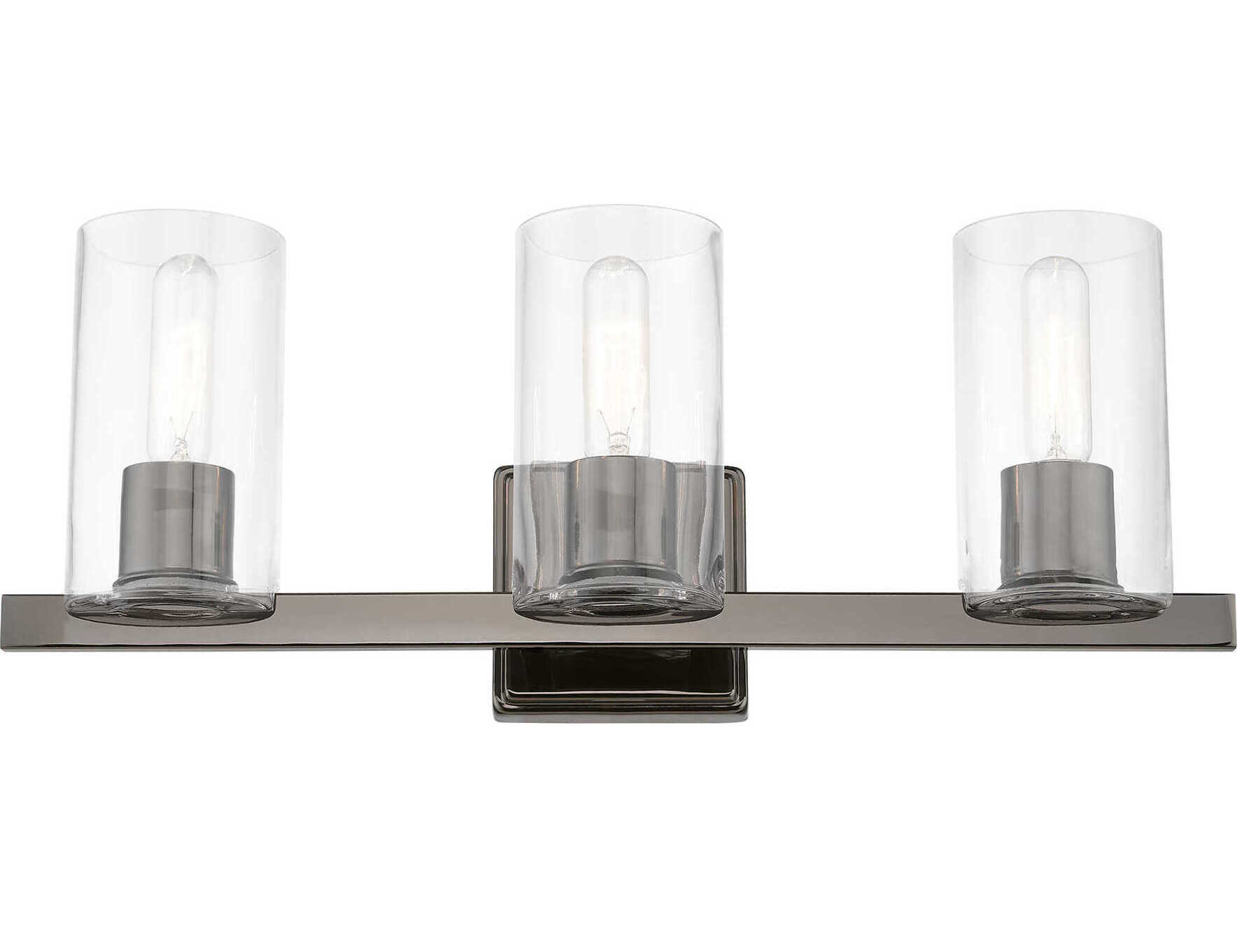 Livex Lighting Clarion 3-Light Black Chrome Glass Vanity Light
