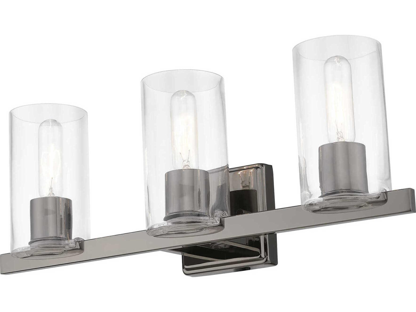 Livex Lighting Clarion 3-Light Black Chrome Glass Vanity Light