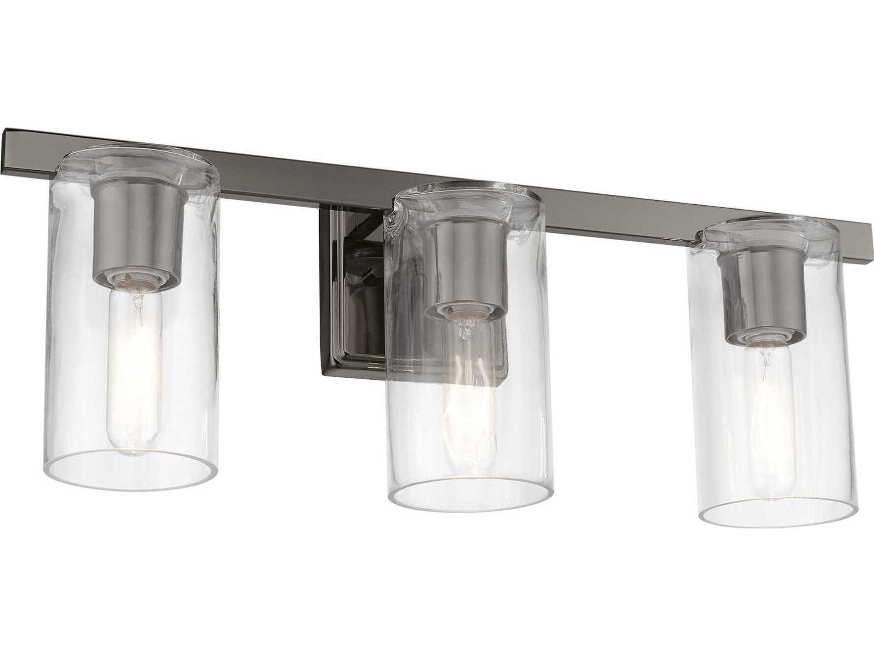 Livex Lighting Clarion 3-Light Black Chrome Glass Vanity Light