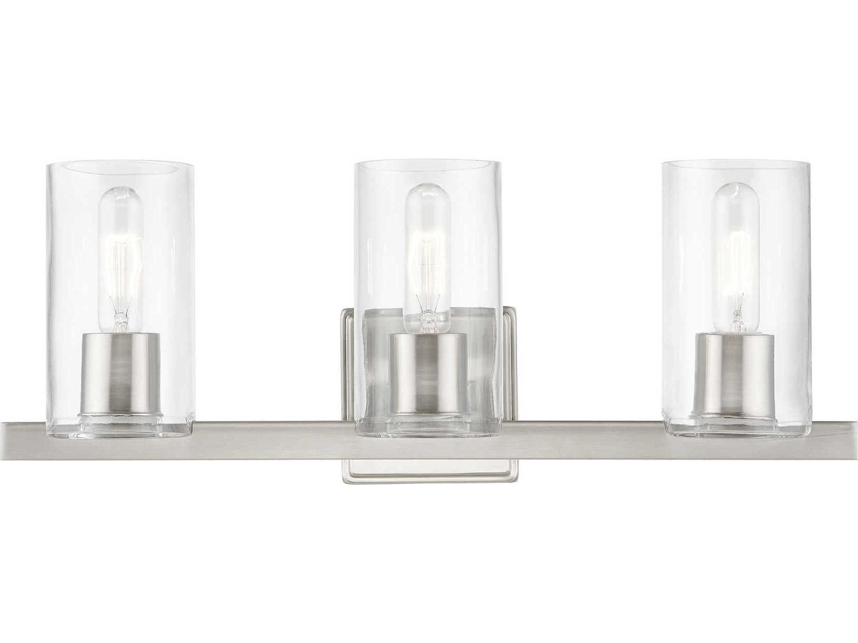 Livex Lighting Clarion 3-Light Brushed Nickel Glass Vanity Light