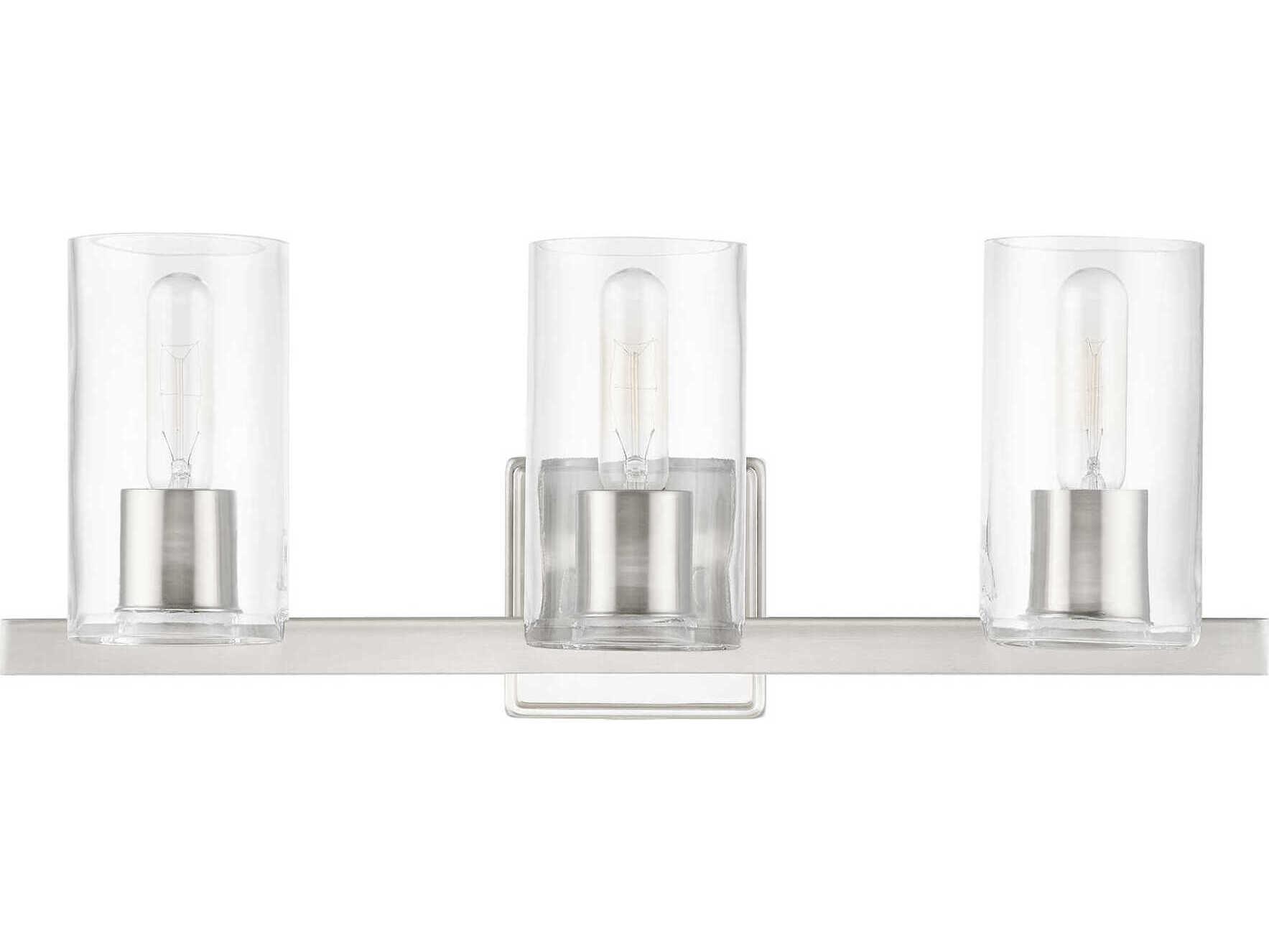 Livex Lighting Clarion 3-Light Brushed Nickel Glass Vanity Light