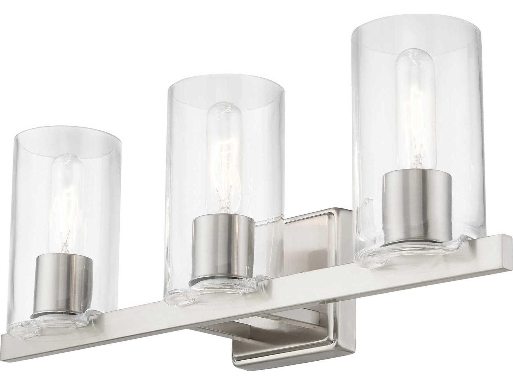 Livex Lighting Clarion 3-Light Brushed Nickel Glass Vanity Light