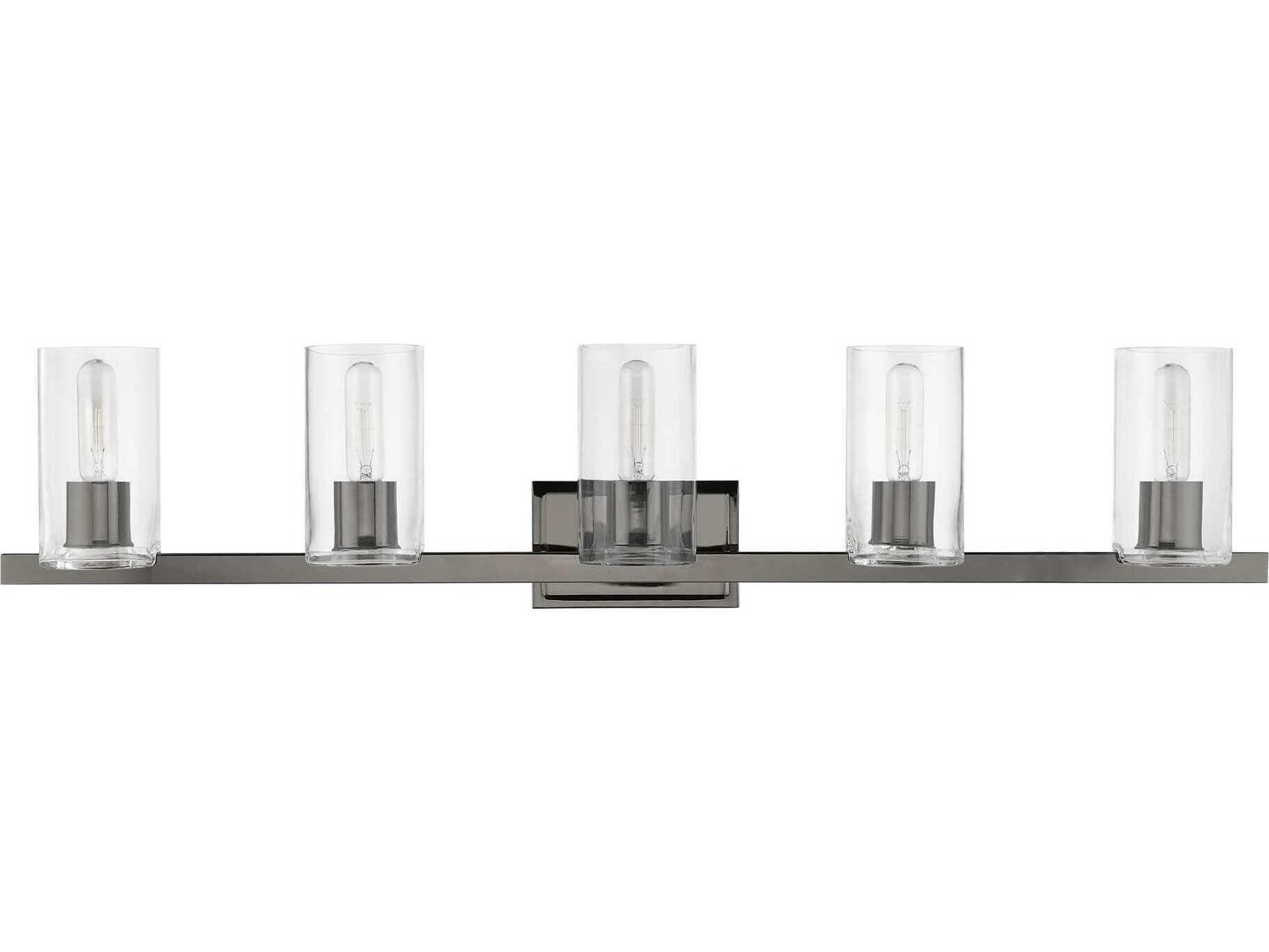 Livex Lighting Clarion 5-Light Black Chrome Glass Vanity Light