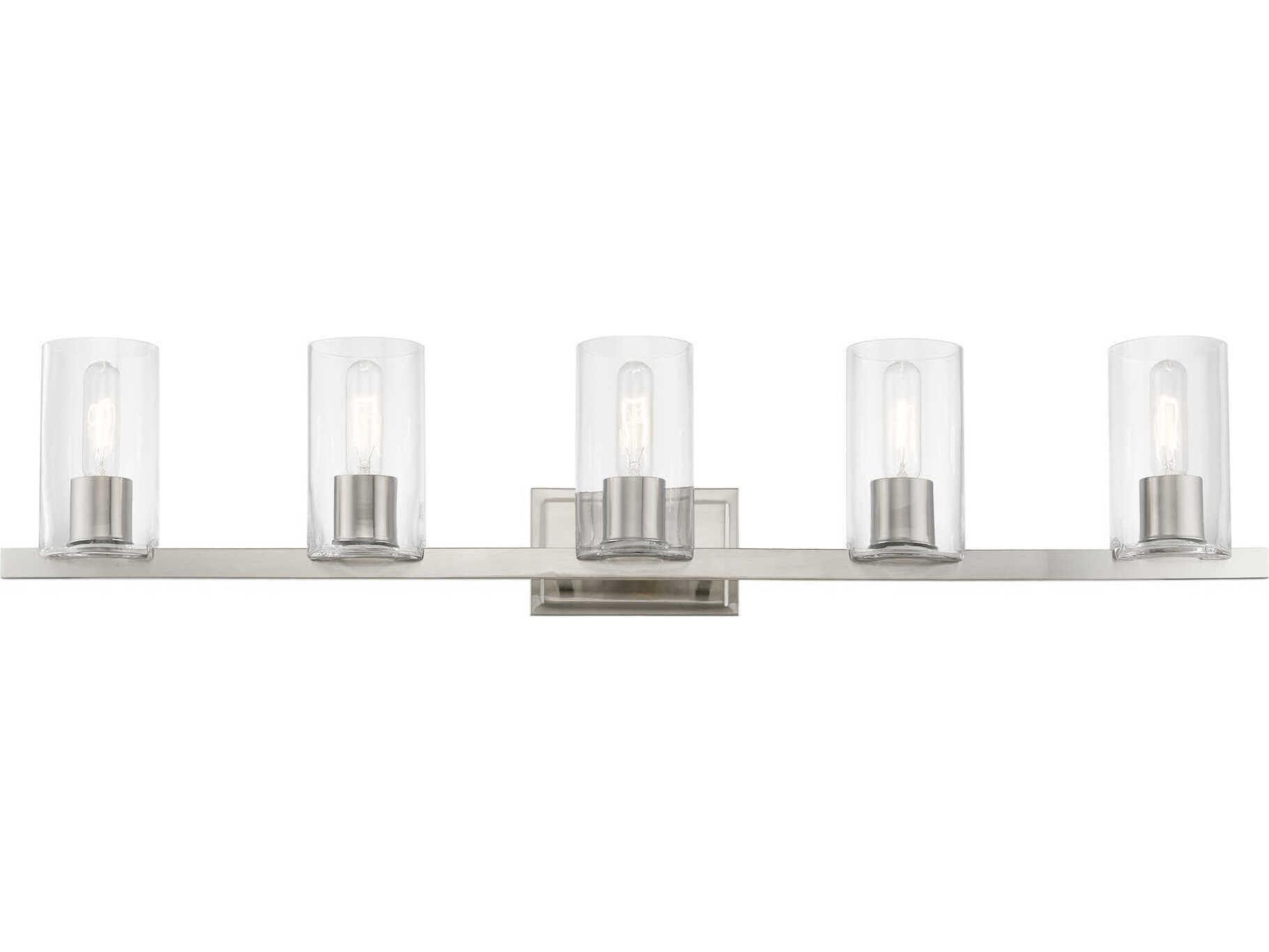 Livex Lighting Clarion 5-Light Brushed Nickel Glass Vanity Light