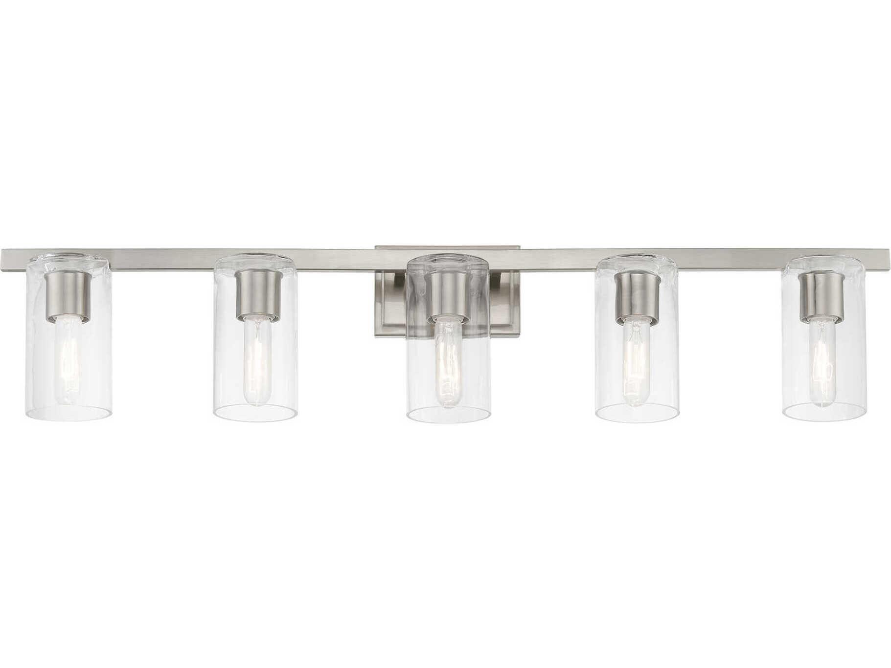 Livex Lighting Clarion 5-Light Brushed Nickel Glass Vanity Light