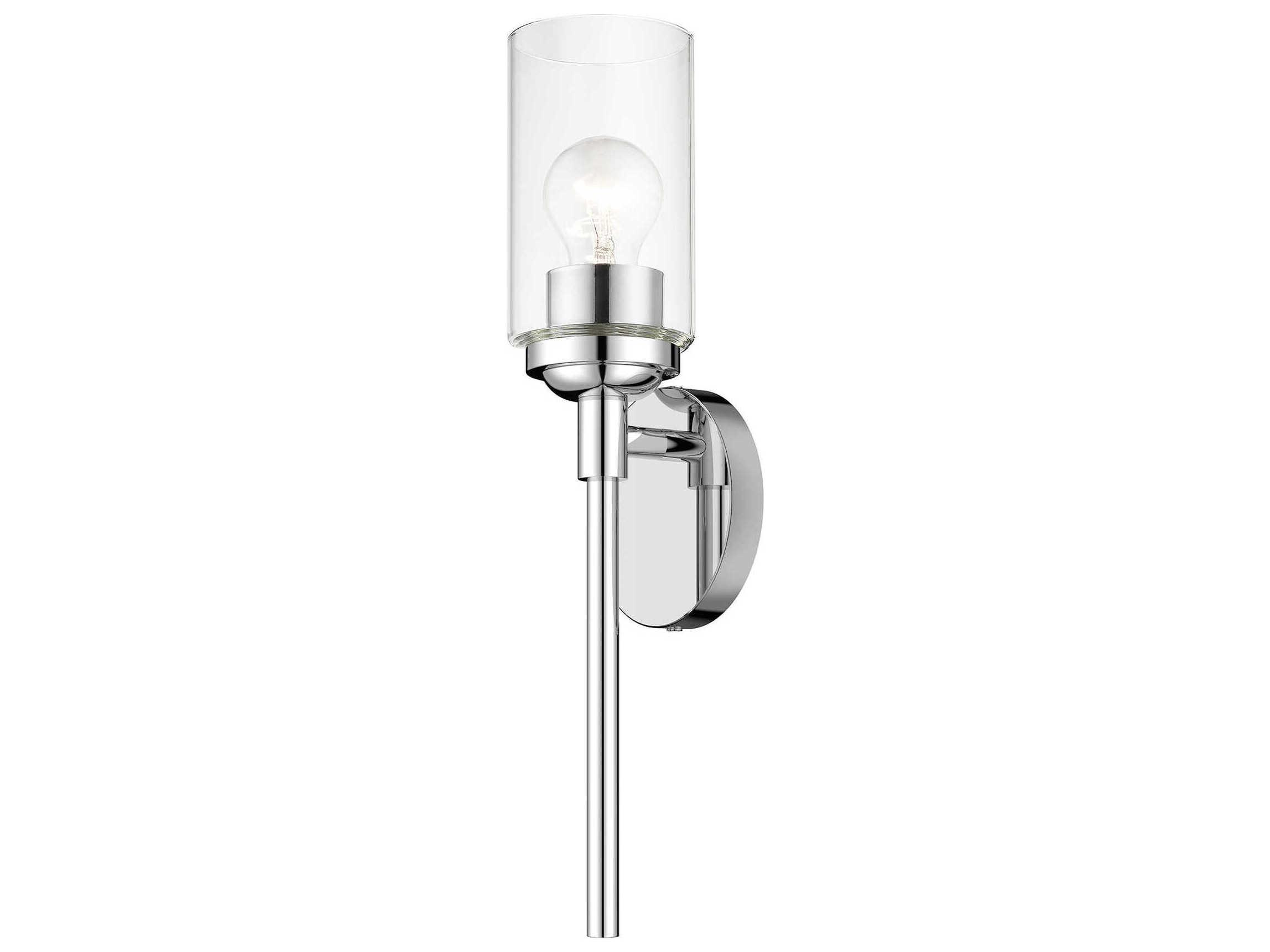 Livex Lighting Whittier 1-Light Polished Chrome Glass Wall Sconce