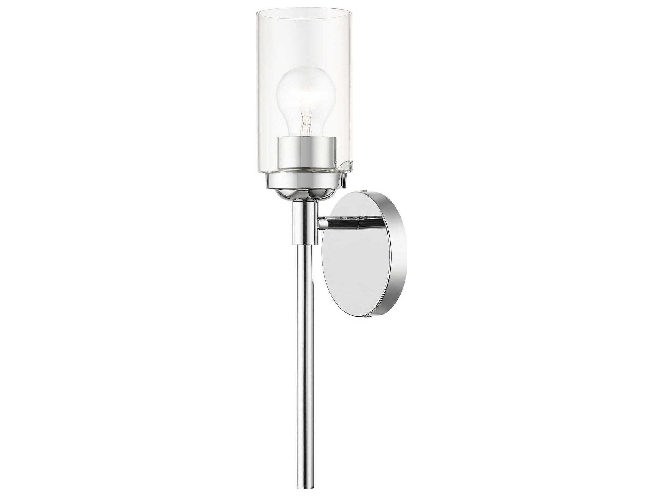 Livex Lighting Whittier 1-Light Polished Chrome Glass Wall Sconce