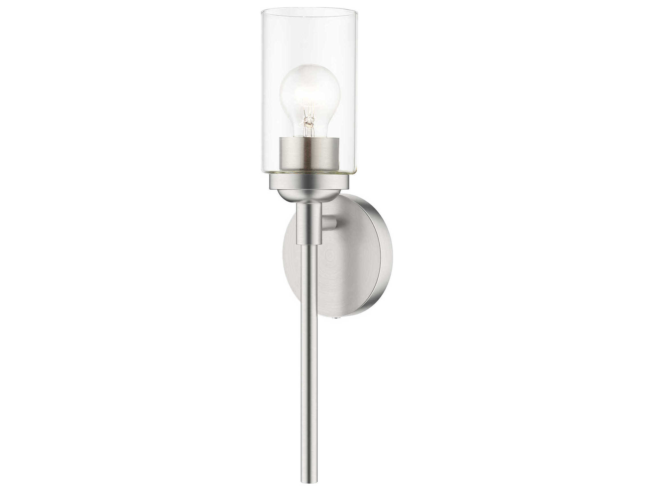 Livex Lighting Whittier 1-Light Brushed Nickel Glass Wall Sconce