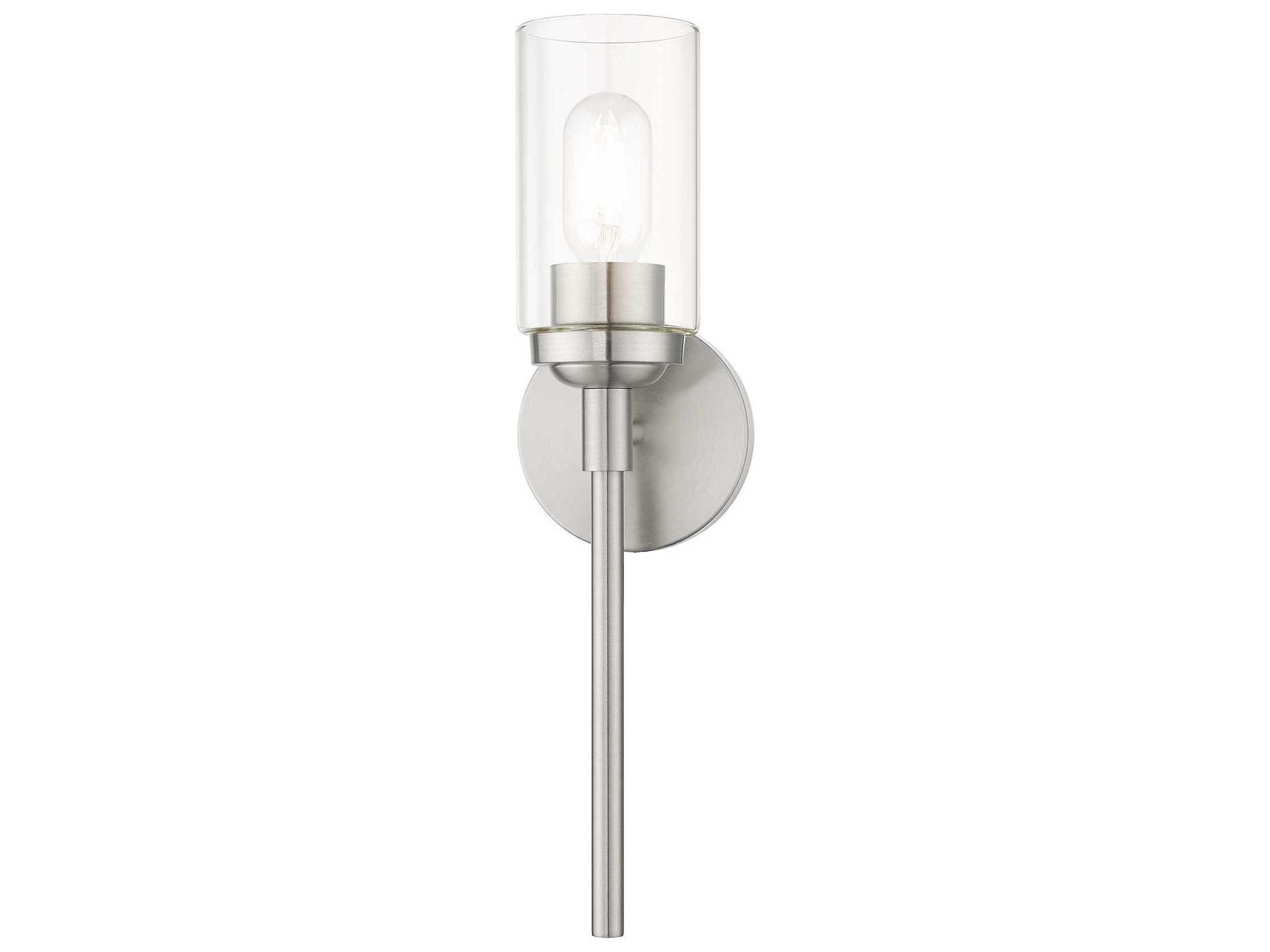 Livex Lighting Whittier 1-Light Brushed Nickel Glass Wall Sconce