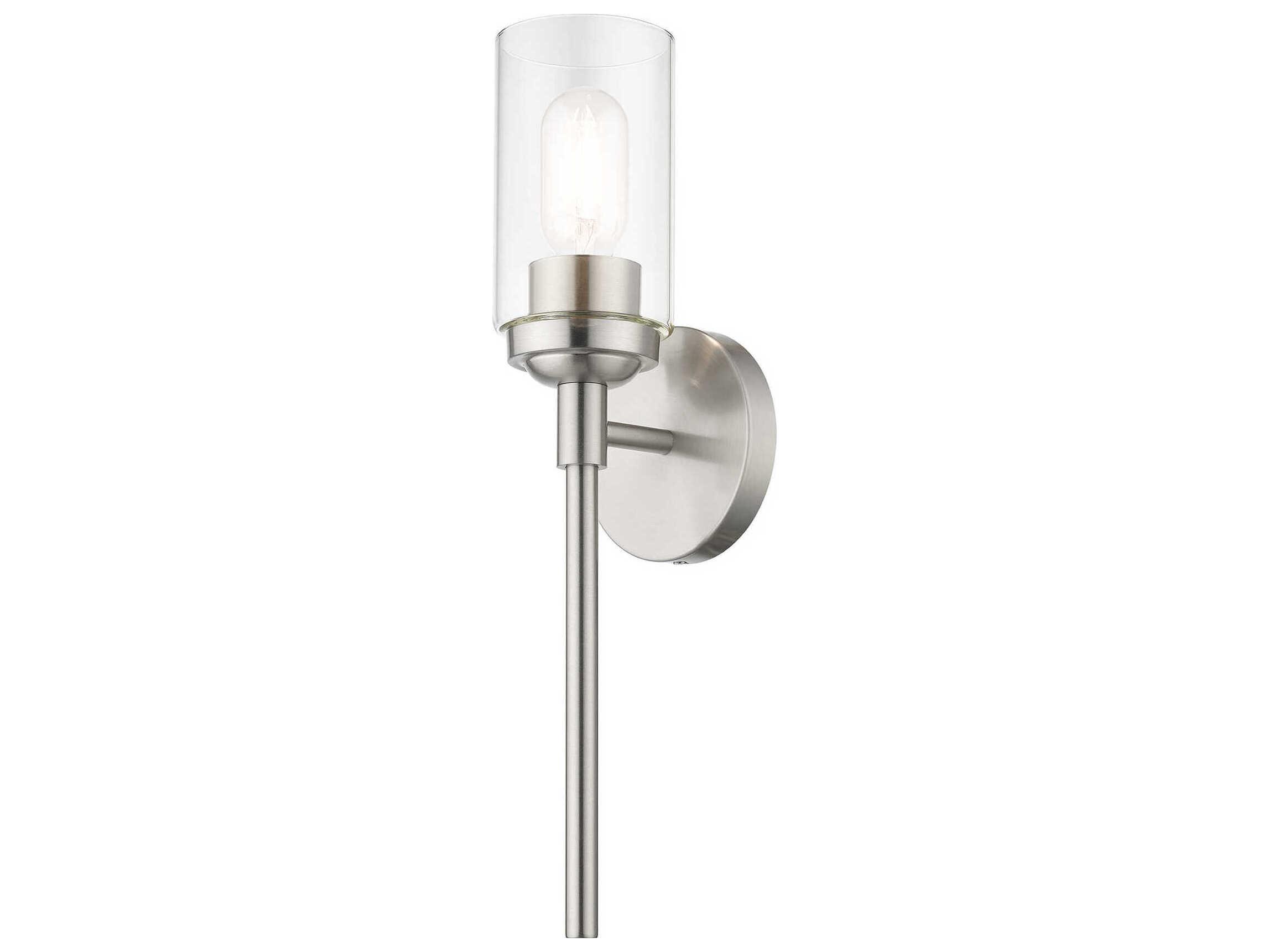Livex Lighting Whittier 1-Light Brushed Nickel Glass Wall Sconce