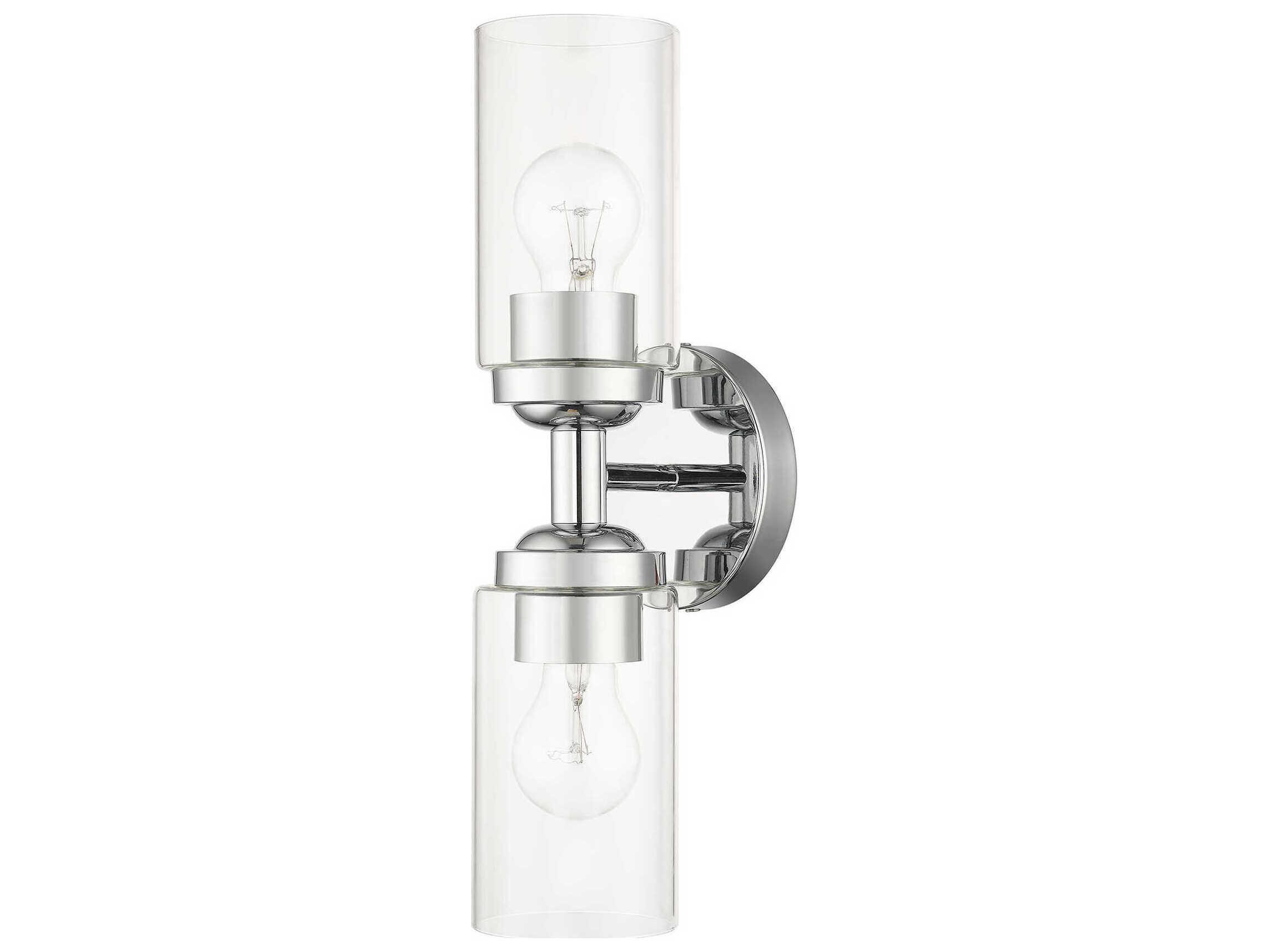 Livex Lighting Whittier 2-Light Polished Chrome Glass Vanity Light