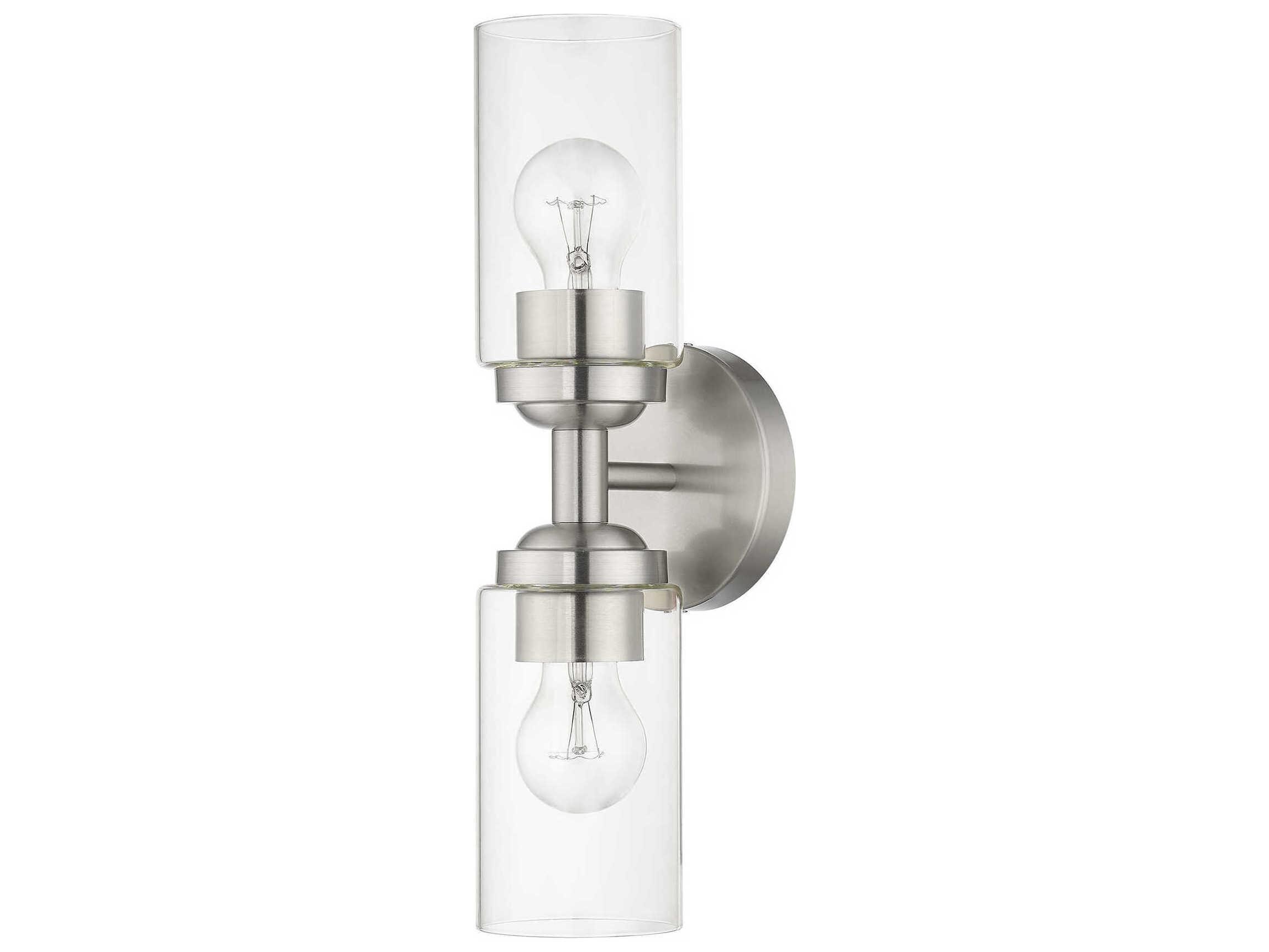 Livex Lighting Whittier 2-Light Brushed Nickel Glass Vanity Light