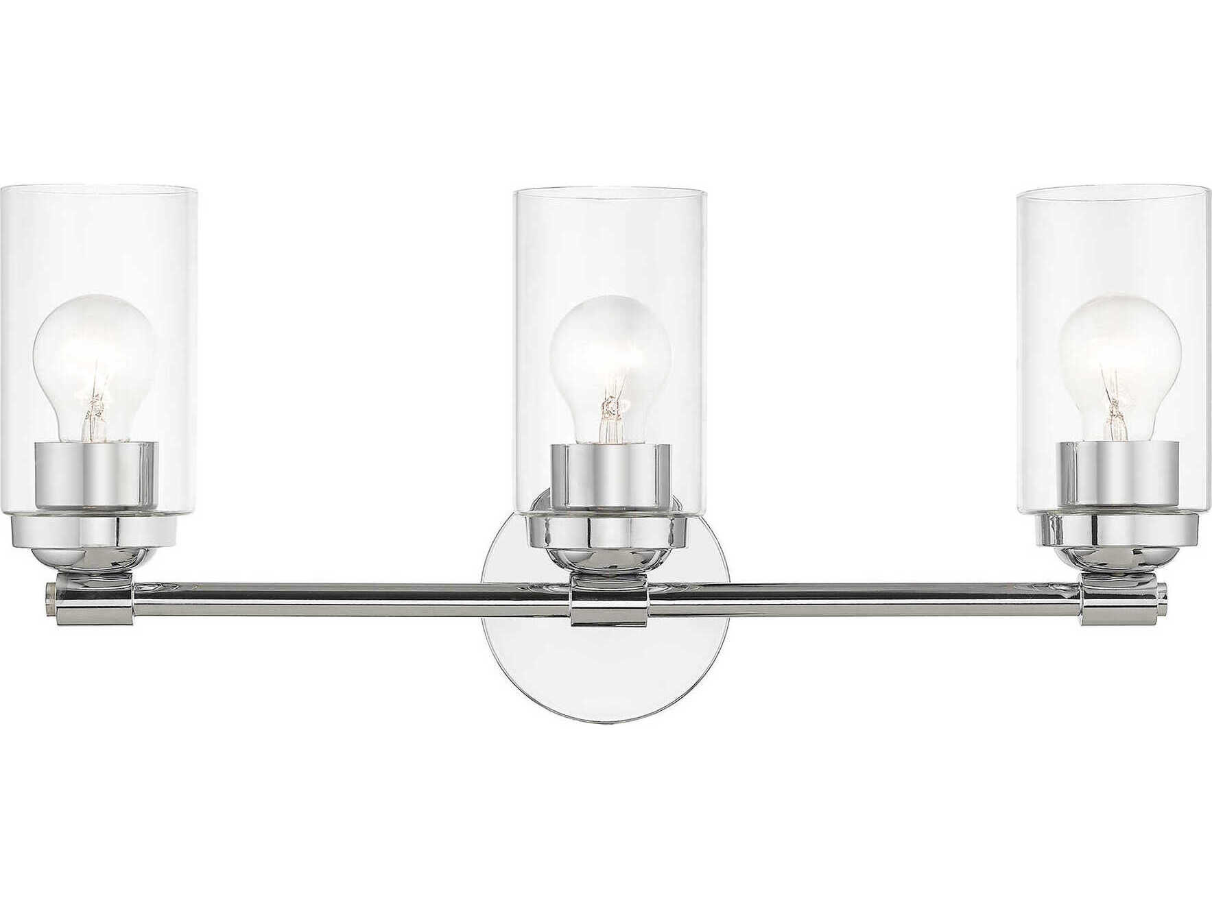Livex Lighting Whittier 3-Light Polished Chrome Glass Vanity Light