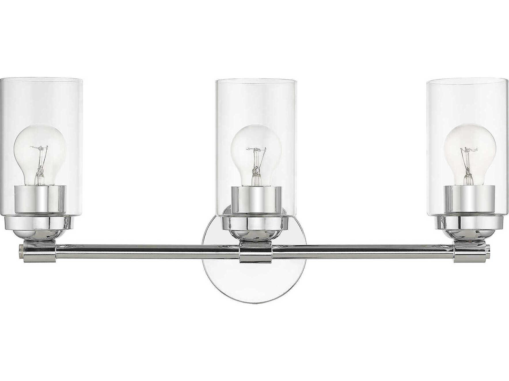Livex Lighting Whittier 3-Light Polished Chrome Glass Vanity Light