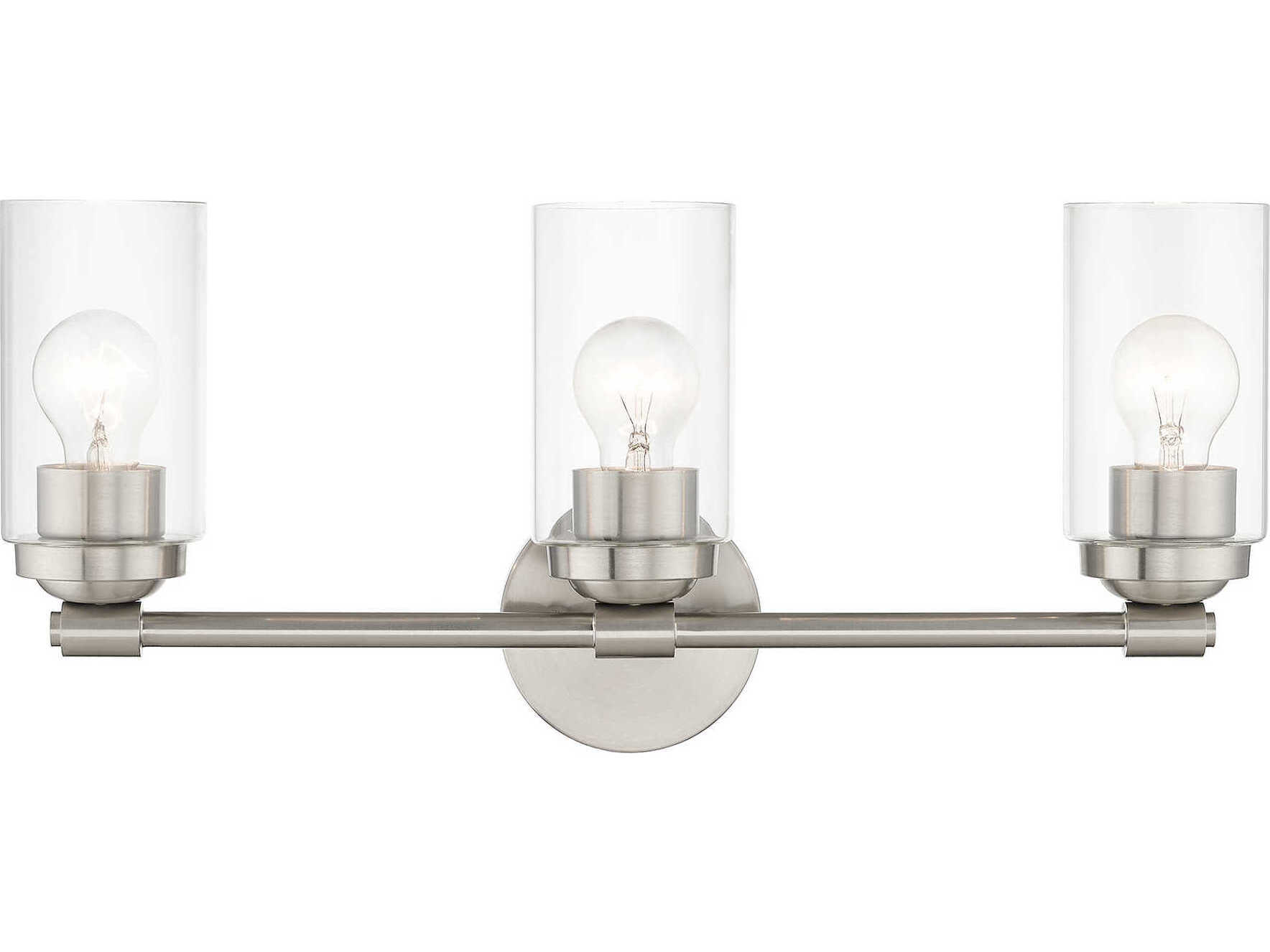 Livex Lighting Whittier 3-Light Brushed Nickel Glass Vanity Light