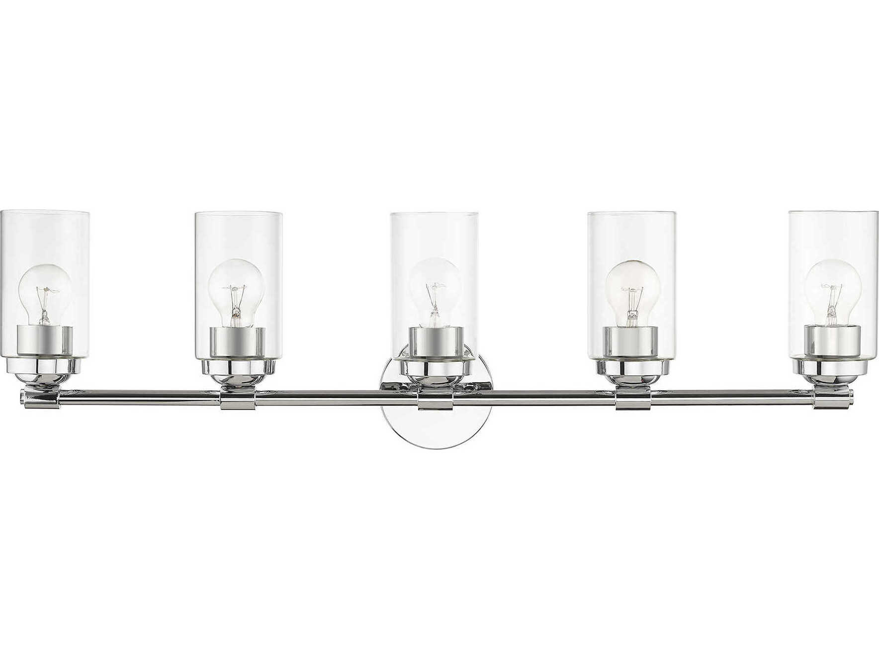 Livex Lighting Whittier 5-Light Polished Chrome Glass Vanity Light