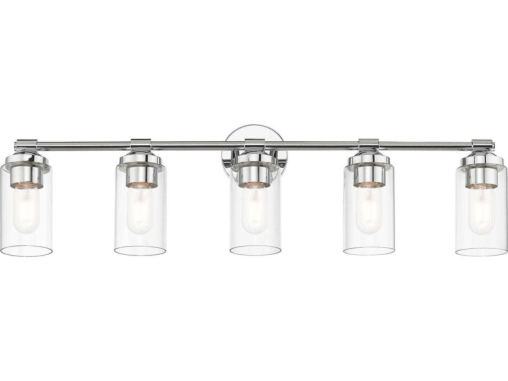 Livex Lighting Whittier 5-Light Polished Chrome Glass Vanity Light