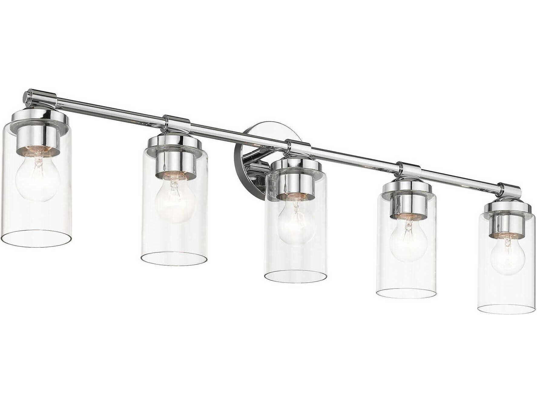 Livex Lighting Whittier 5-Light Polished Chrome Glass Vanity Light