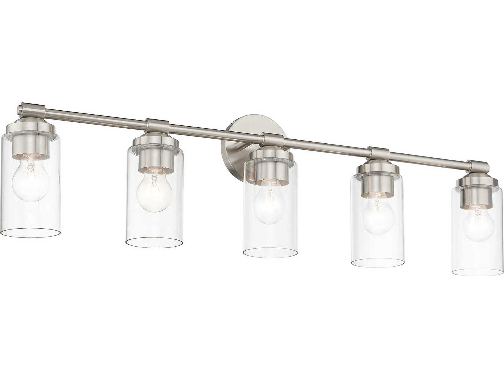 Livex Lighting Whittier 5-Light Brushed Nickel Glass Vanity Light