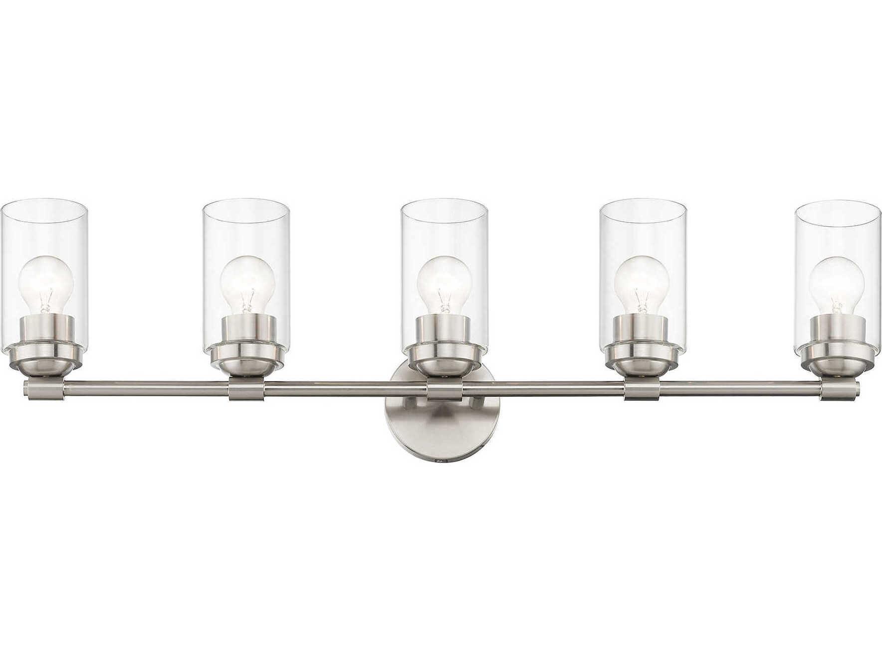 Livex Lighting Whittier 5-Light Brushed Nickel Glass Vanity Light
