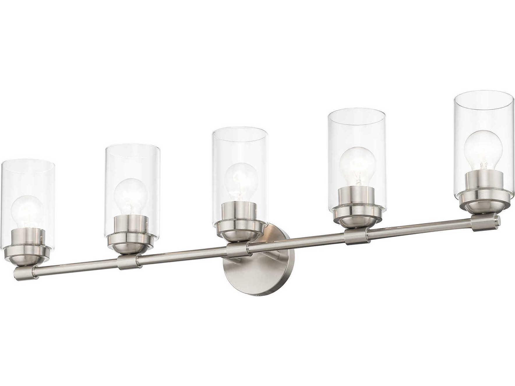 Livex Lighting Whittier 5-Light Brushed Nickel Glass Vanity Light