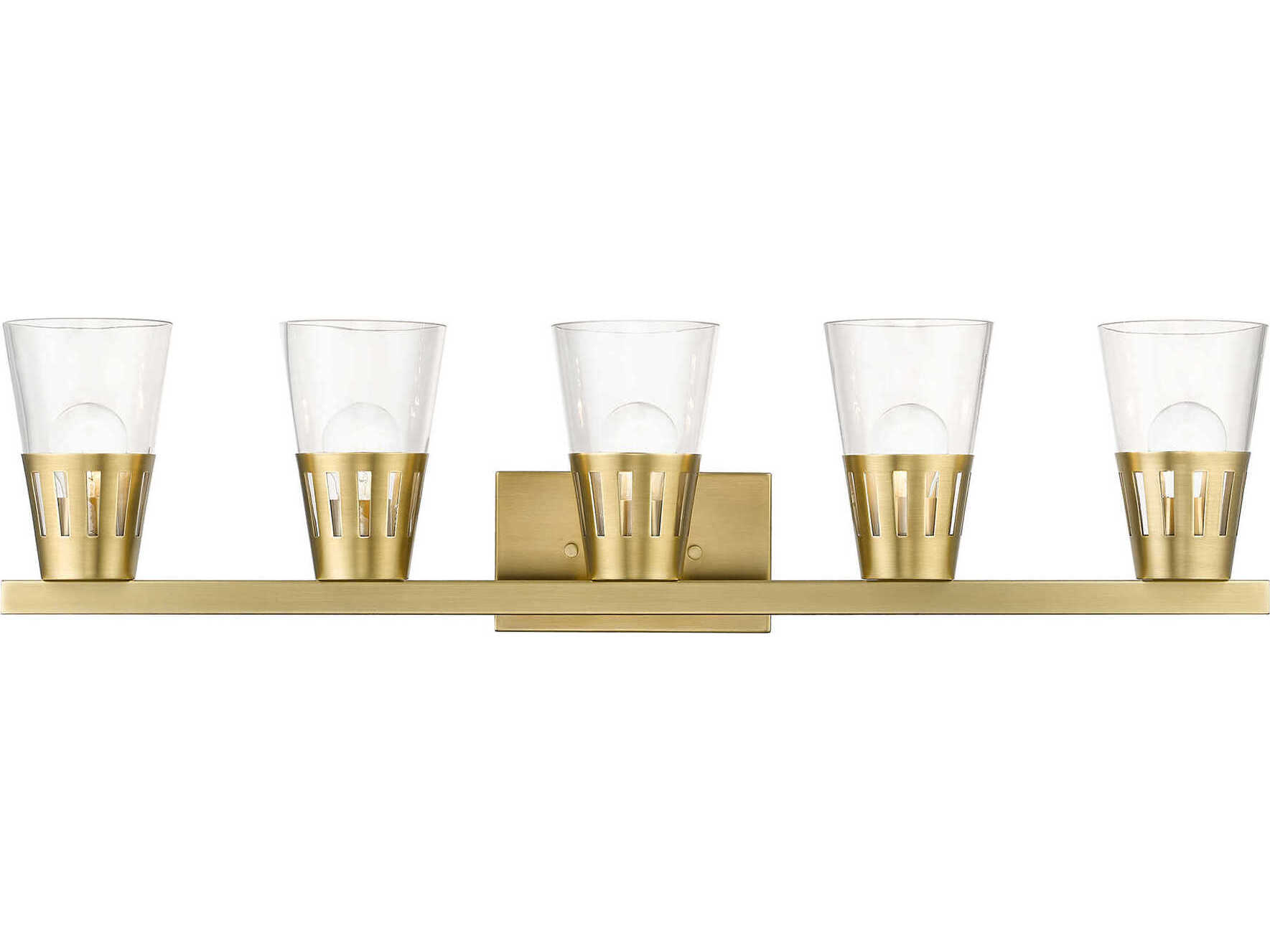 Livex Lighting Bennington 5-Light Natural Brass Glass Vanity Light