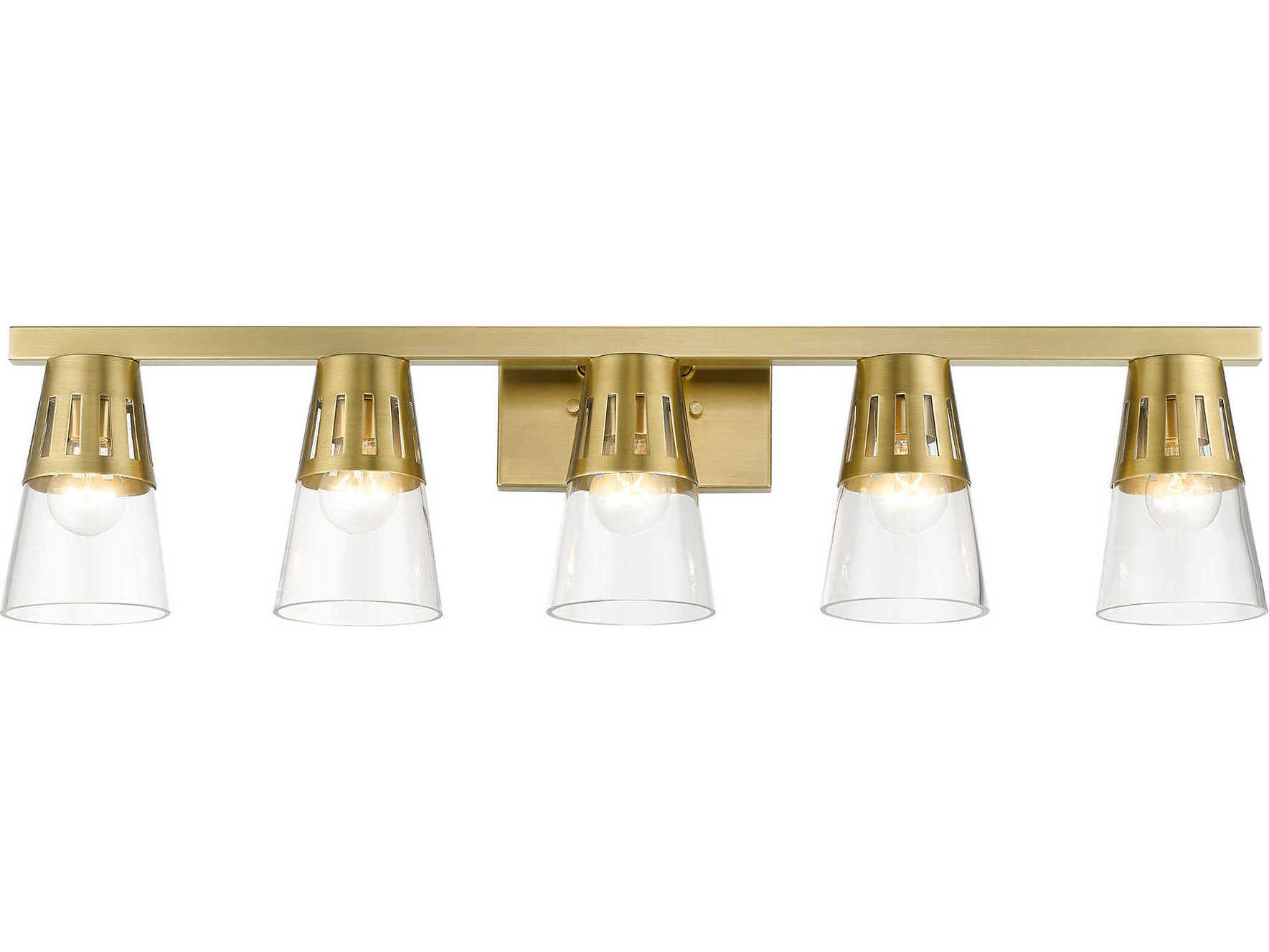 Livex Lighting Bennington 5-Light Natural Brass Glass Vanity Light