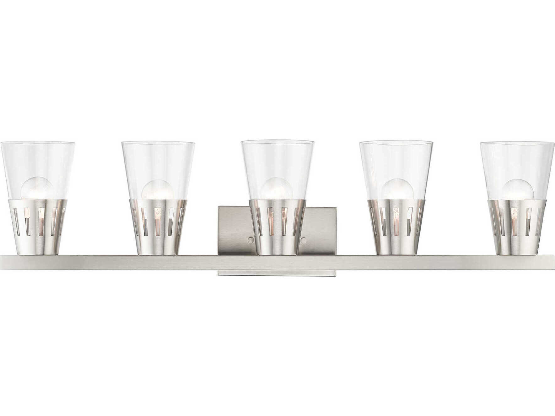 Livex Lighting Bennington 5-Light Brushed Nickel Glass Vanity Light