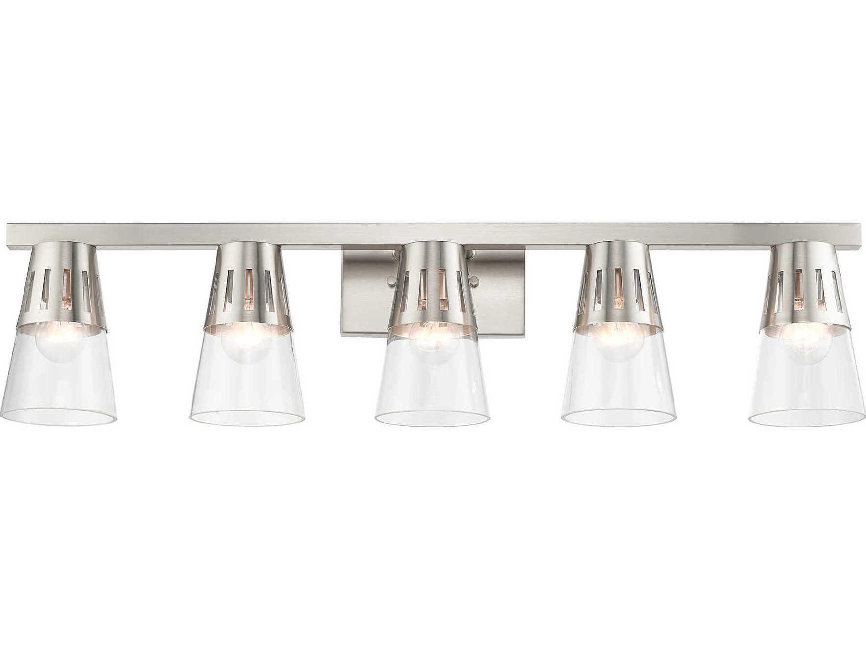 Livex Lighting Bennington 5-Light Brushed Nickel Glass Vanity Light