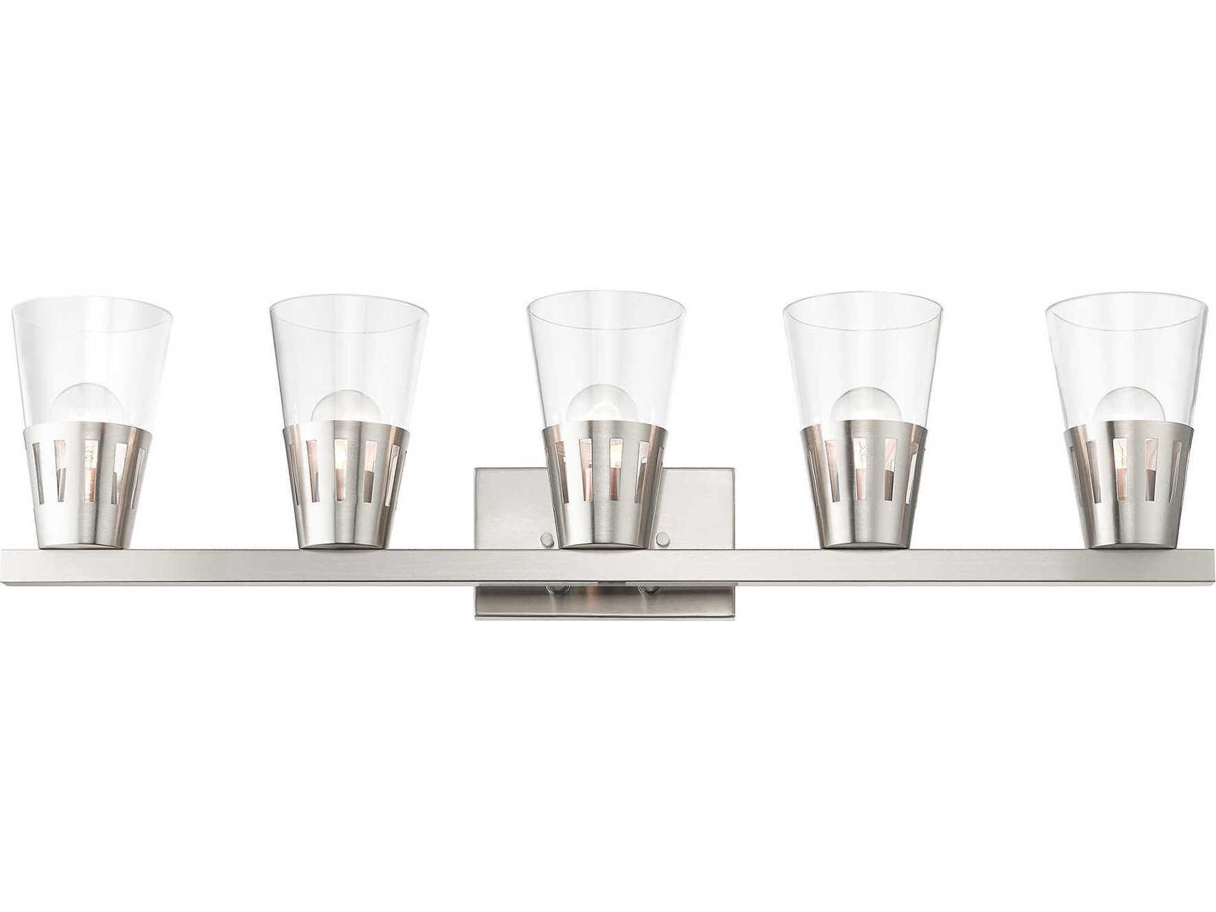 Livex Lighting Bennington 5-Light Brushed Nickel Glass Vanity Light