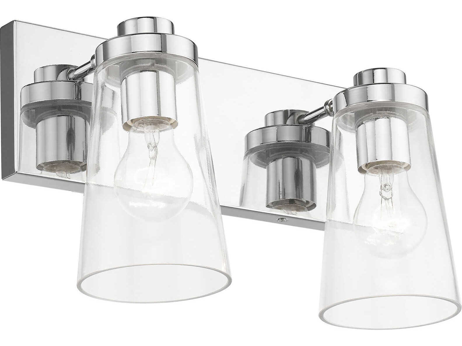 Livex Lighting Cityview 2-Light Polished Chrome Glass Vanity Light