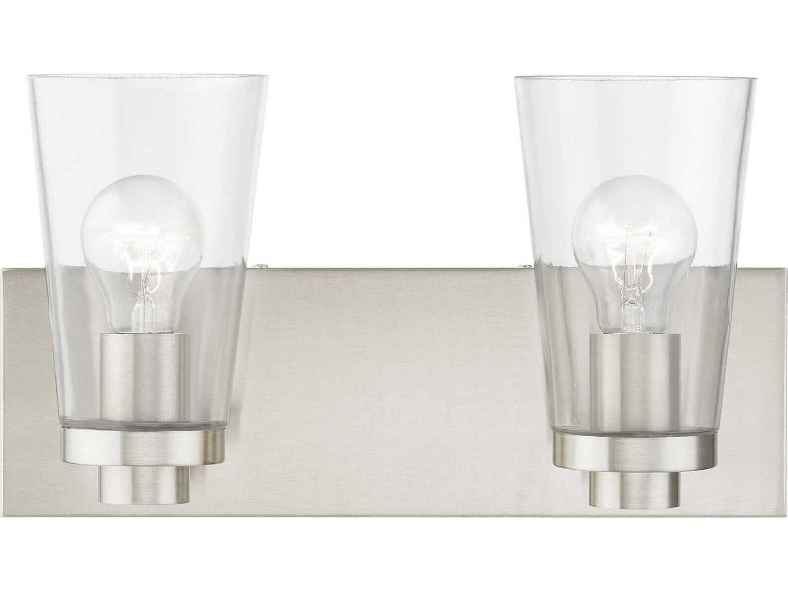 Livex Lighting Cityview 2-Light Brushed Nickel Glass Vanity Light