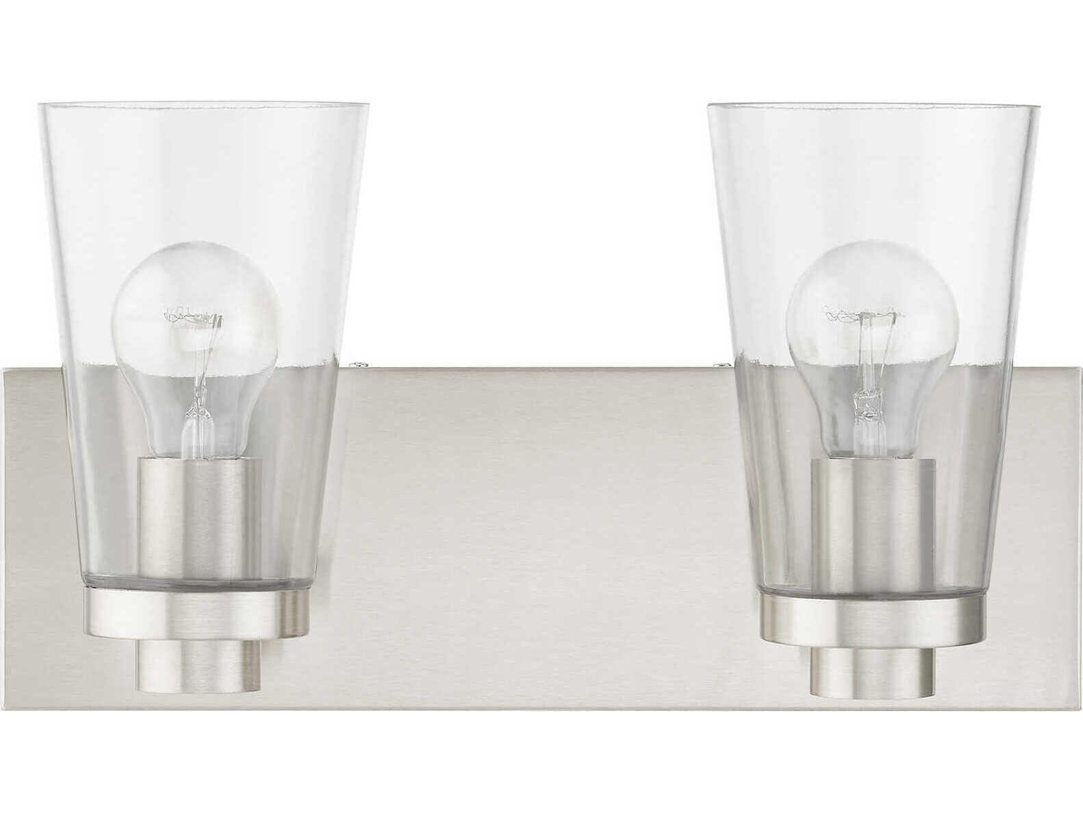 Livex Lighting Cityview 2-Light Brushed Nickel Glass Vanity Light