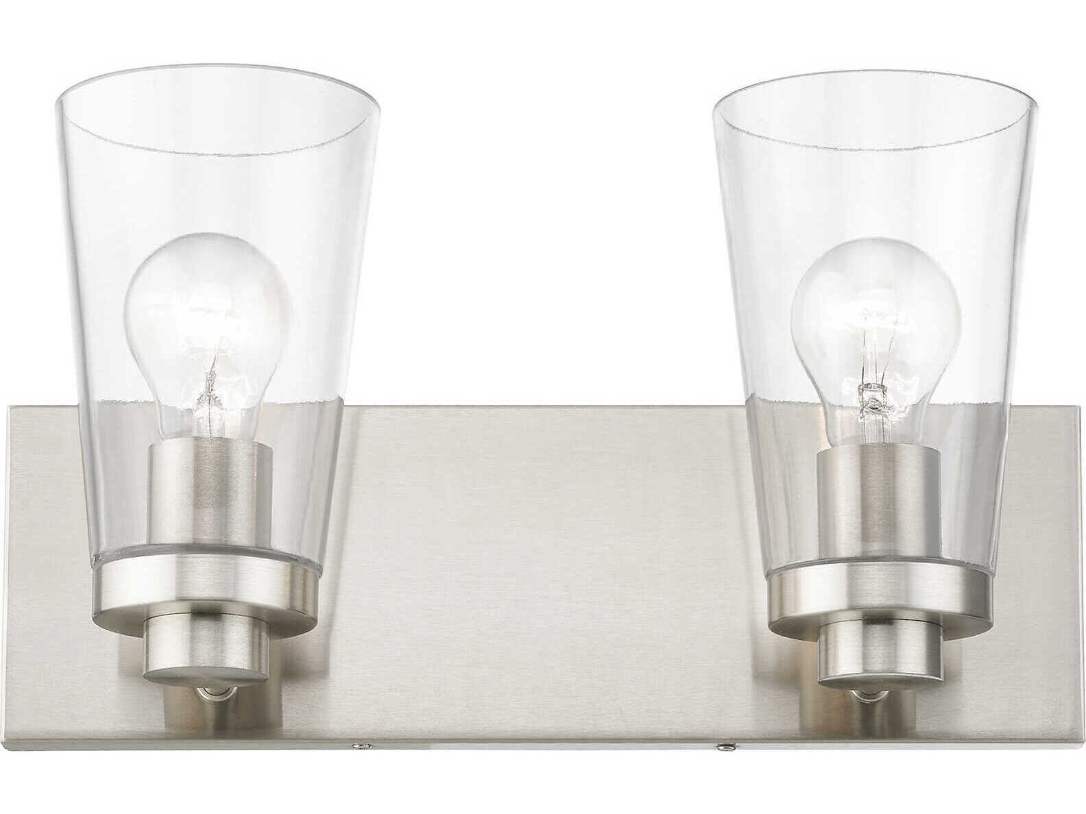 Livex Lighting Cityview 2-Light Brushed Nickel Glass Vanity Light